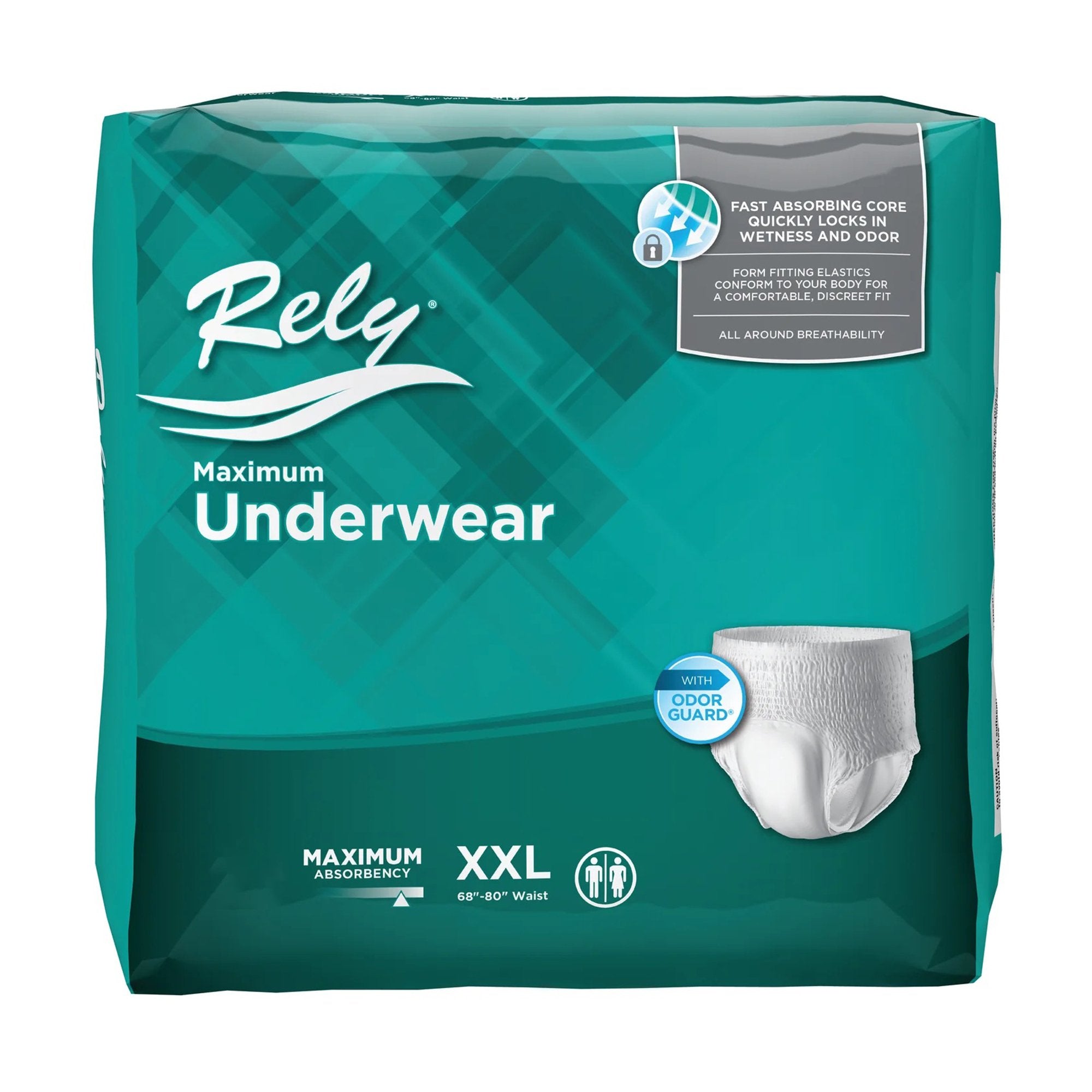 Unisex Adult Absorbent Underwear Rely Maximum Pull On with Tear Away Seams 2X-Large Disposable Heavy Absorbency, Packaging Type- Case