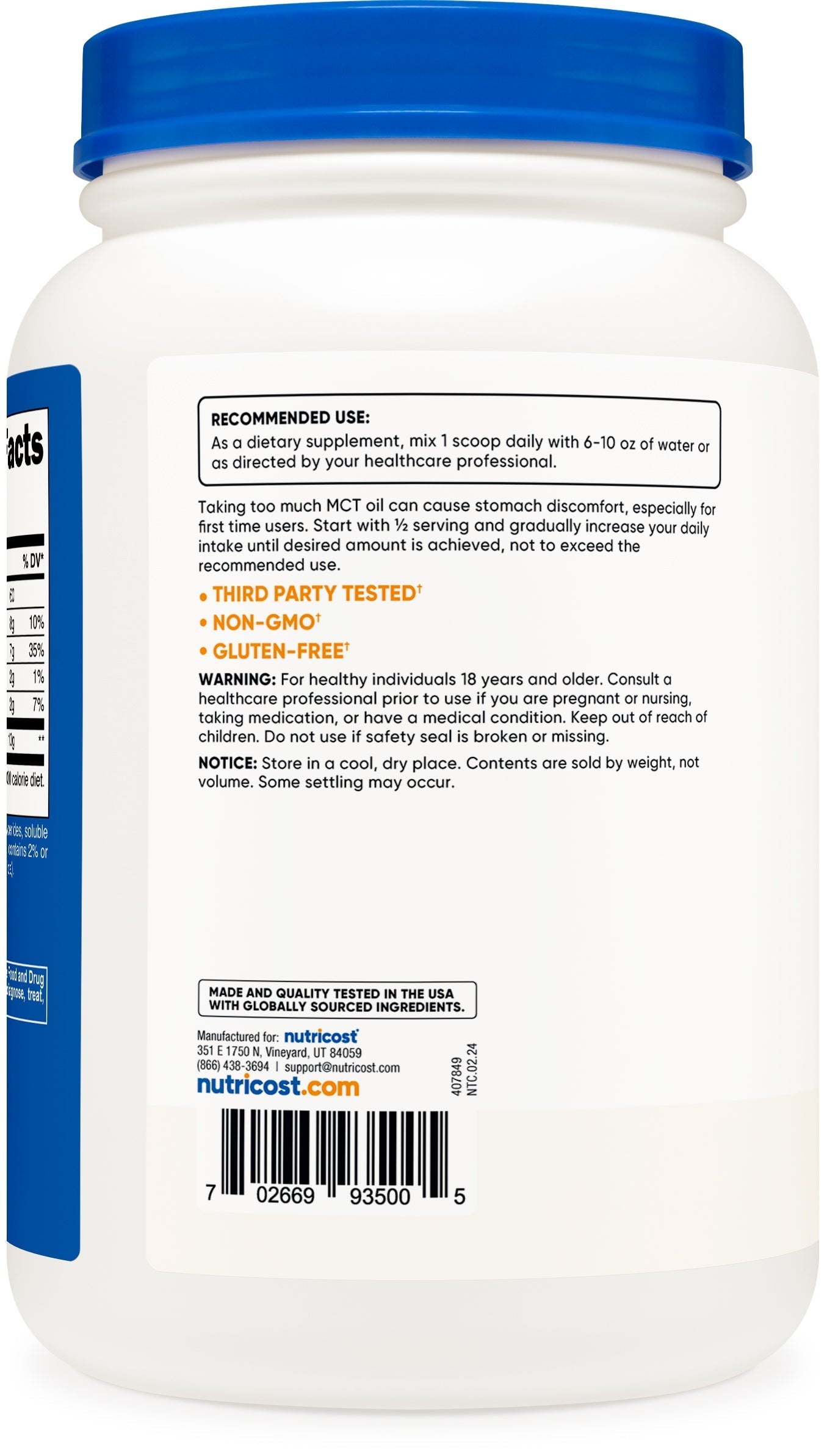 MCT Oil Powder 2LBS (32Oz)   Zero Net Carbs Supplement