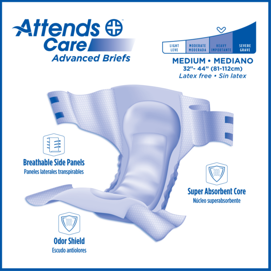 Unisex Adult Incontinence Brief Attends Care Advanced Large Disposable Heavy Absorbency, Packaging Type- Case