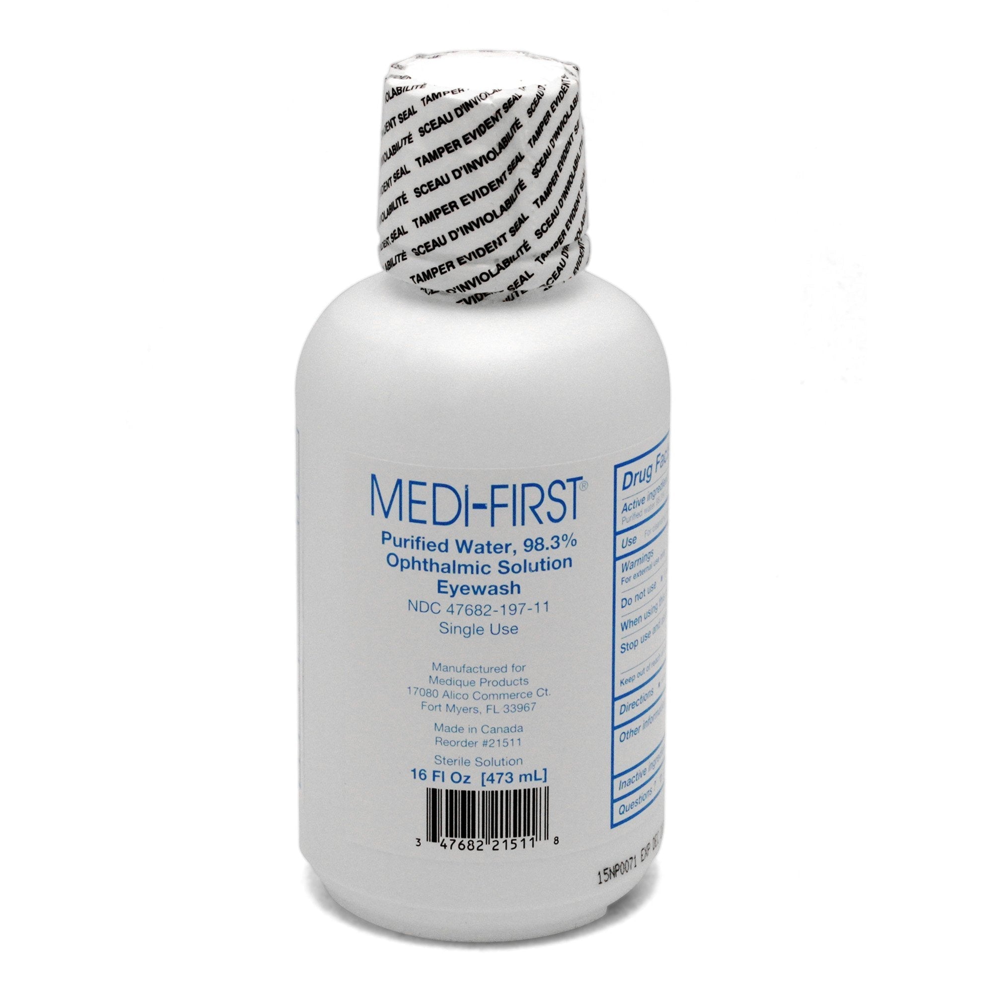 Eyewash Solution Medi First Buffered Isotonic Solution 16 oz. Squeeze Bottle