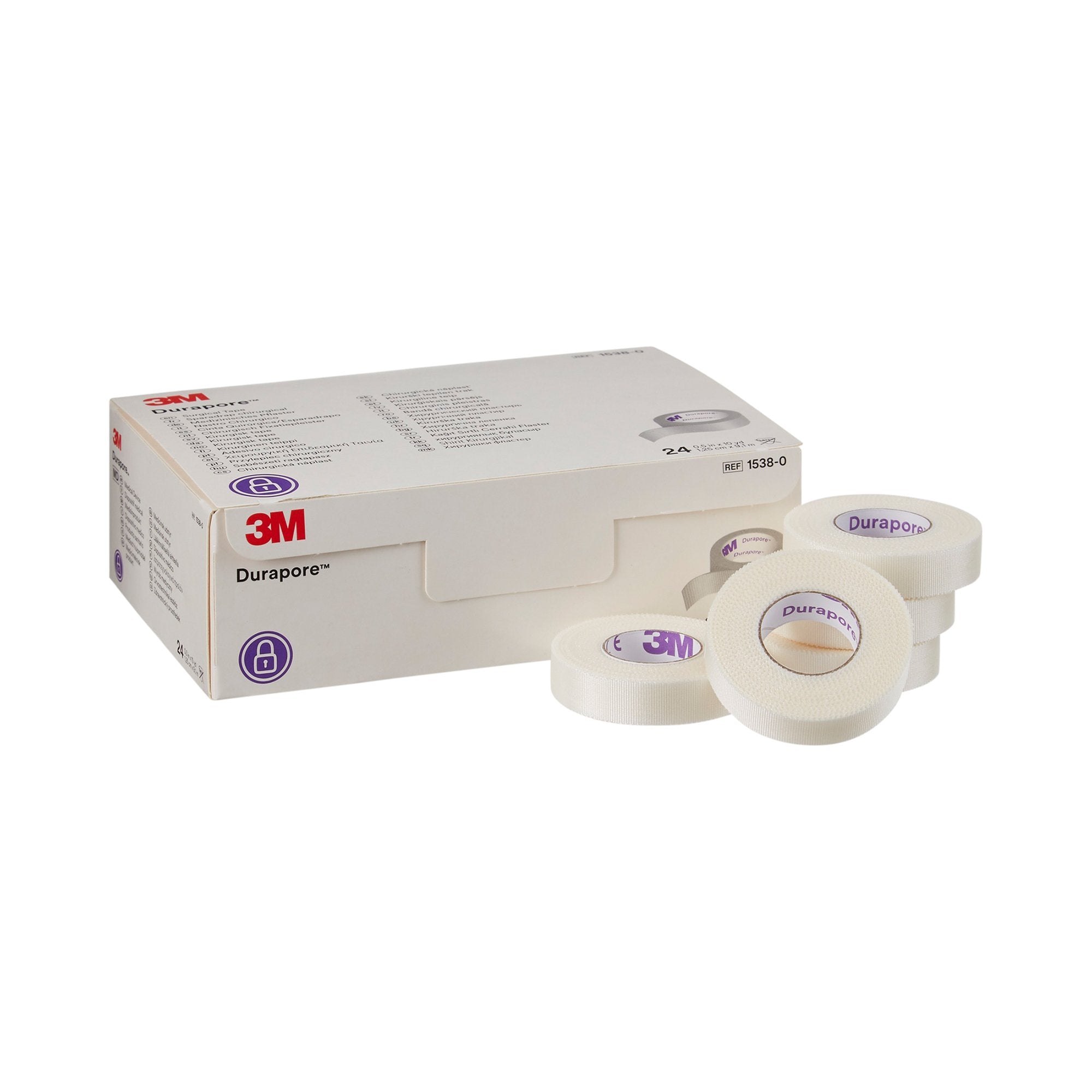 Medical Tape 3M Durapore White 1/2 Inch X 10 Yard Silk Like Cloth NonSterile