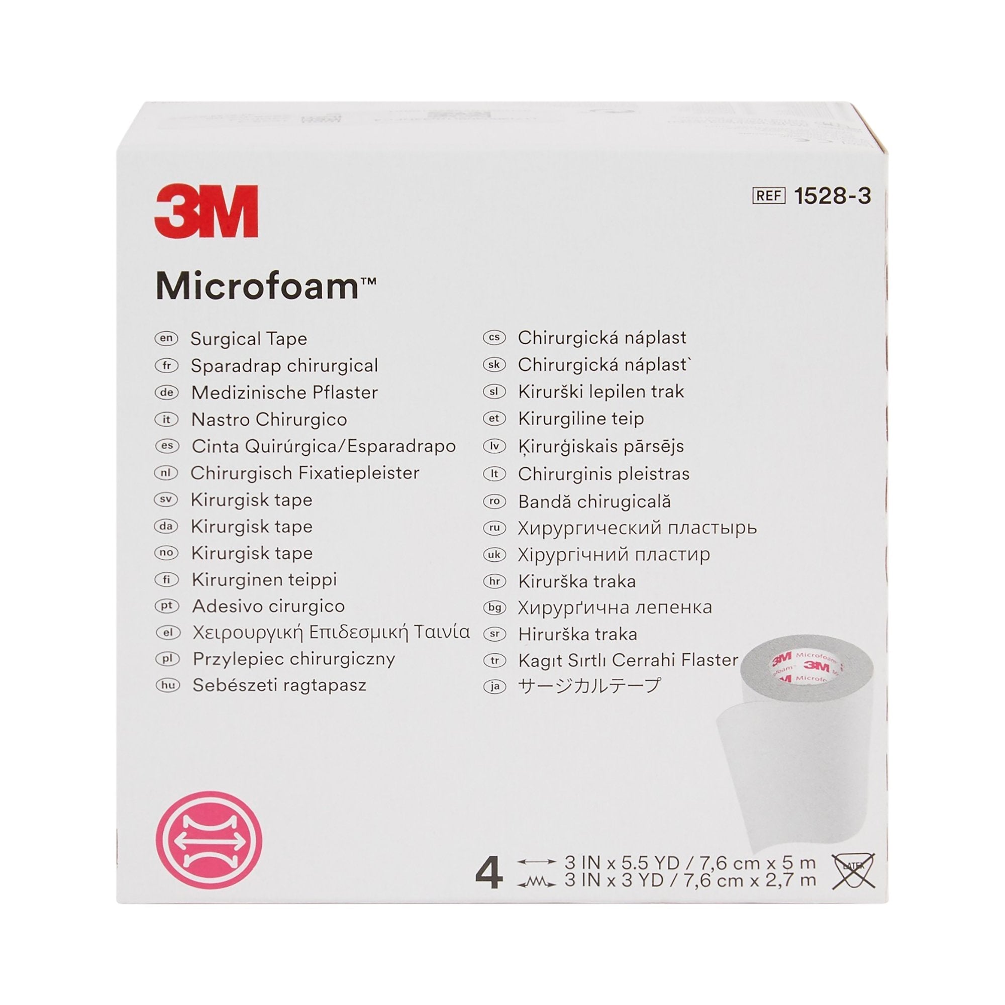 Medical Tape 3M Microfoam White 3 Inch X 5-1/2 Yard Elastic / Foam NonSterile | 4/Box