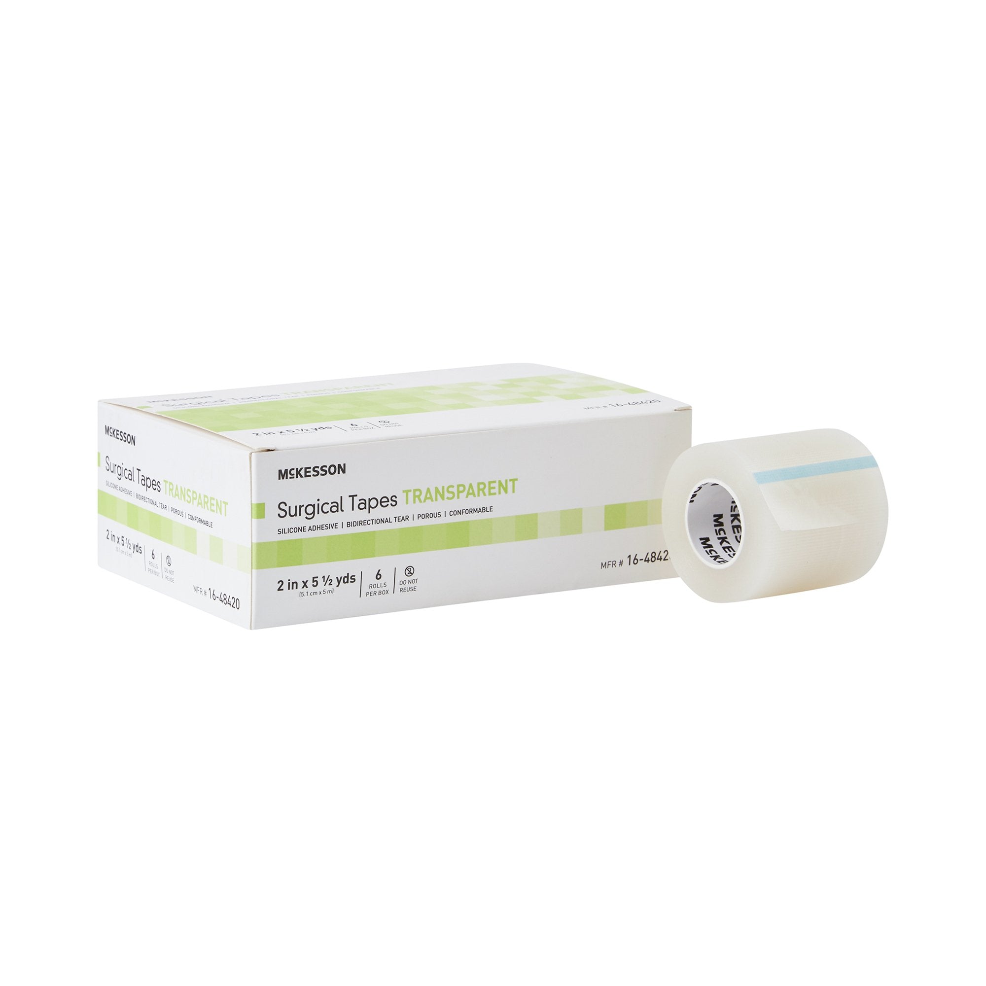 Medical Tape McKesson Transparent 2 Inch X 5 1/2 Yard Plastic / Silicone NonSterile
