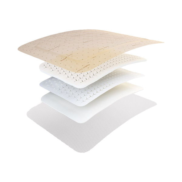 Foam Dressing Mepilex Border Flex 6 X 6 Inch With Border Film Backing Silicone Adhesive Square Sterile