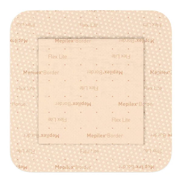 Thin Foam Dressing Mepilex Border Flex Lite 6 X 6 Inch With Border Film Backing Silicone Adhesive Square Sterile