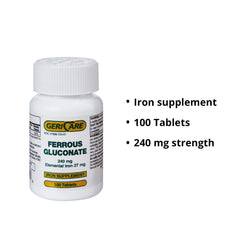 mineral supplement geri care iron 240 mg strength tablet 100 per bottle packaging type case