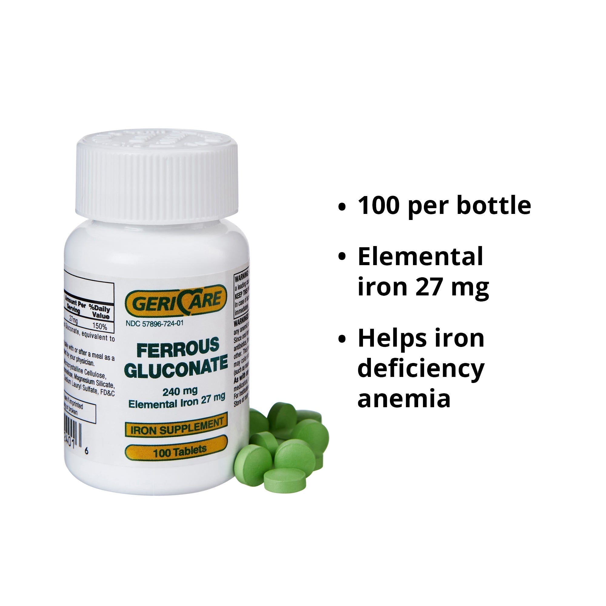 mineral supplement geri care iron 240 mg strength tablet 100 per bottle packaging type case