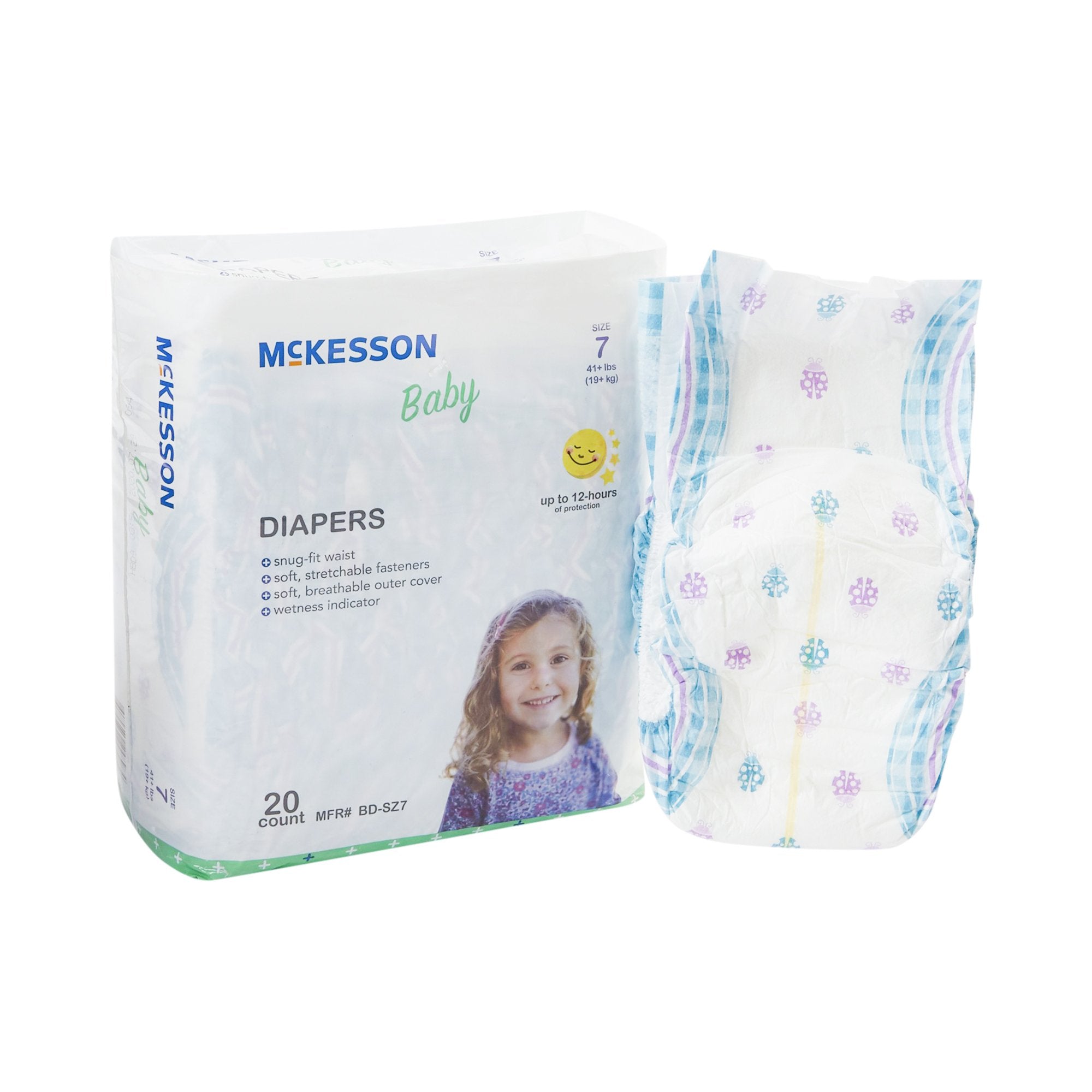 Unisex Baby Diaper McKesson Size 7 Disposable Heavy Absorbency, Packaging Type - Bag