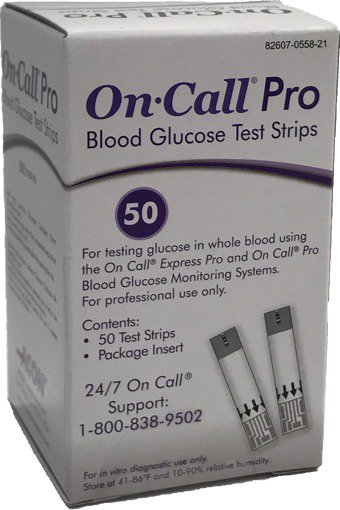 Blood Glucose Test Strips On Call Pro 50 Strips per Pack, Packaging Type- Box