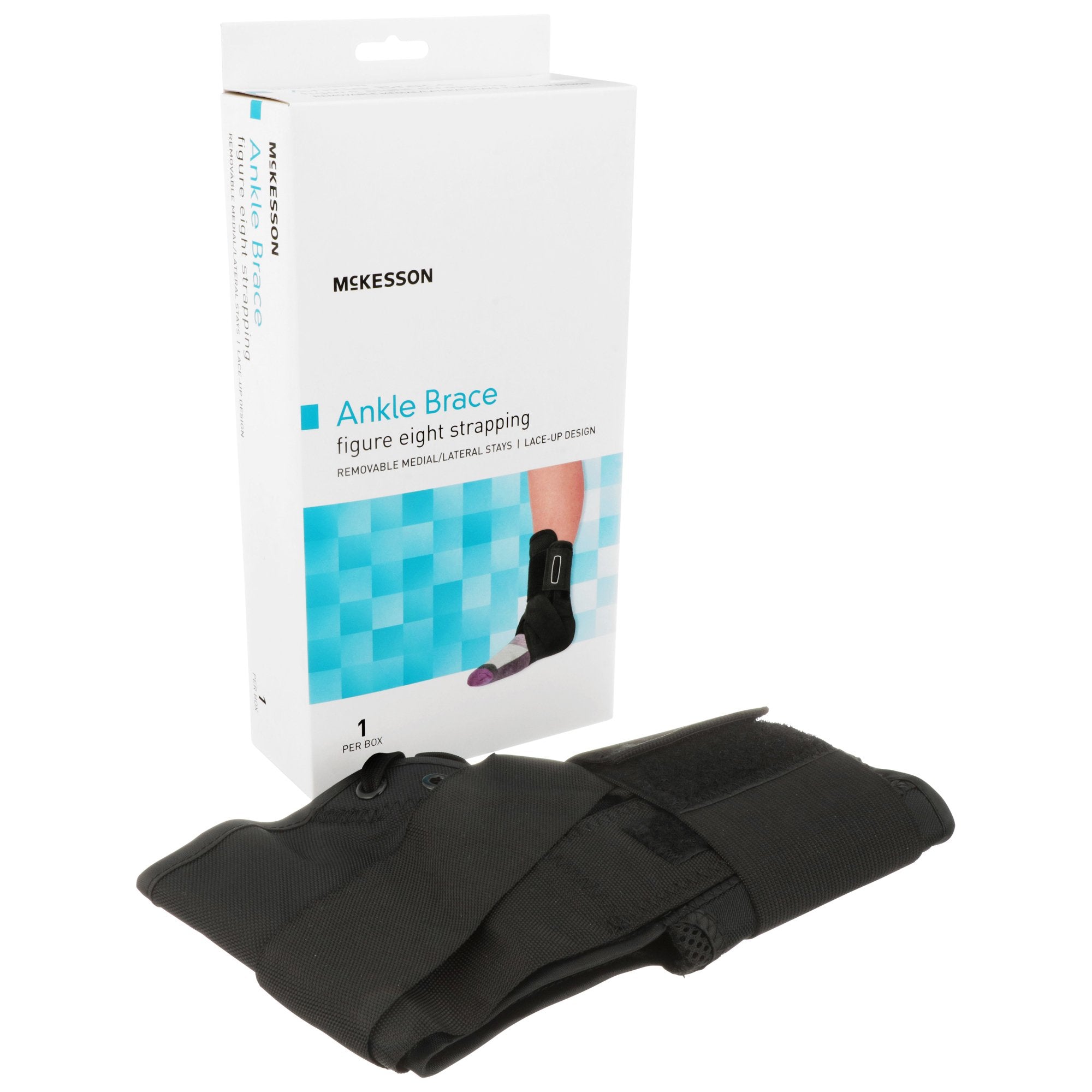 Ankle Brace McKesson Medium Lace-Up / Figure-8 Strap / Hook and Loop Closure Foot, Packaging Type- Each