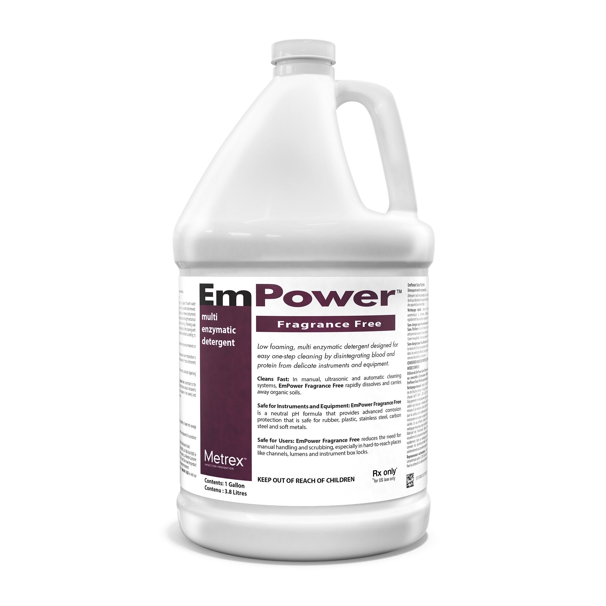 Multi Enzymatic Instrument Detergent EmPower Fragrance Free Liquid Concentrate 1 gal. Jug Unscented