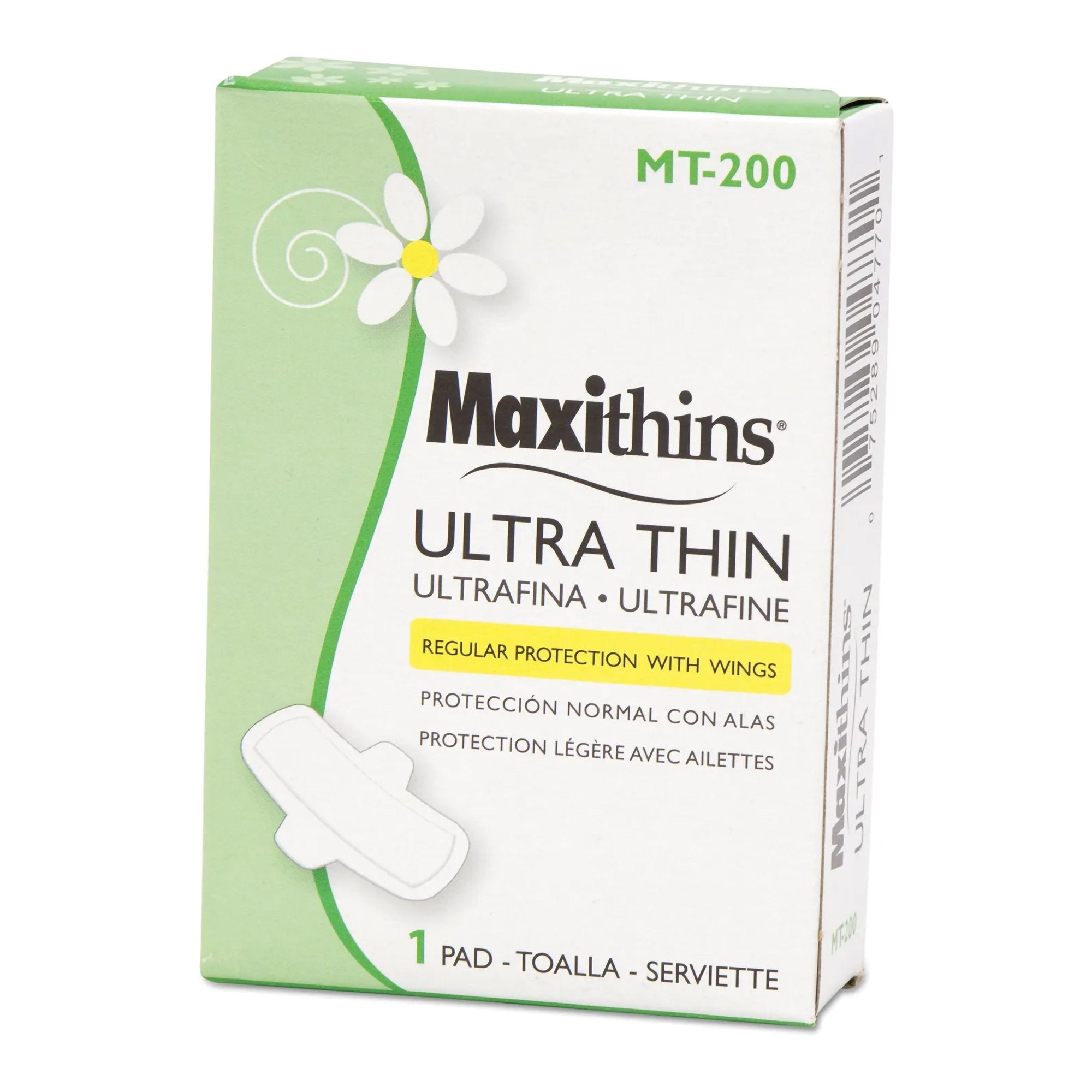 Feminine Pad Maxithins Ultra Thin Maxi with Wings Regular Absorbency, Packaging Type- Case