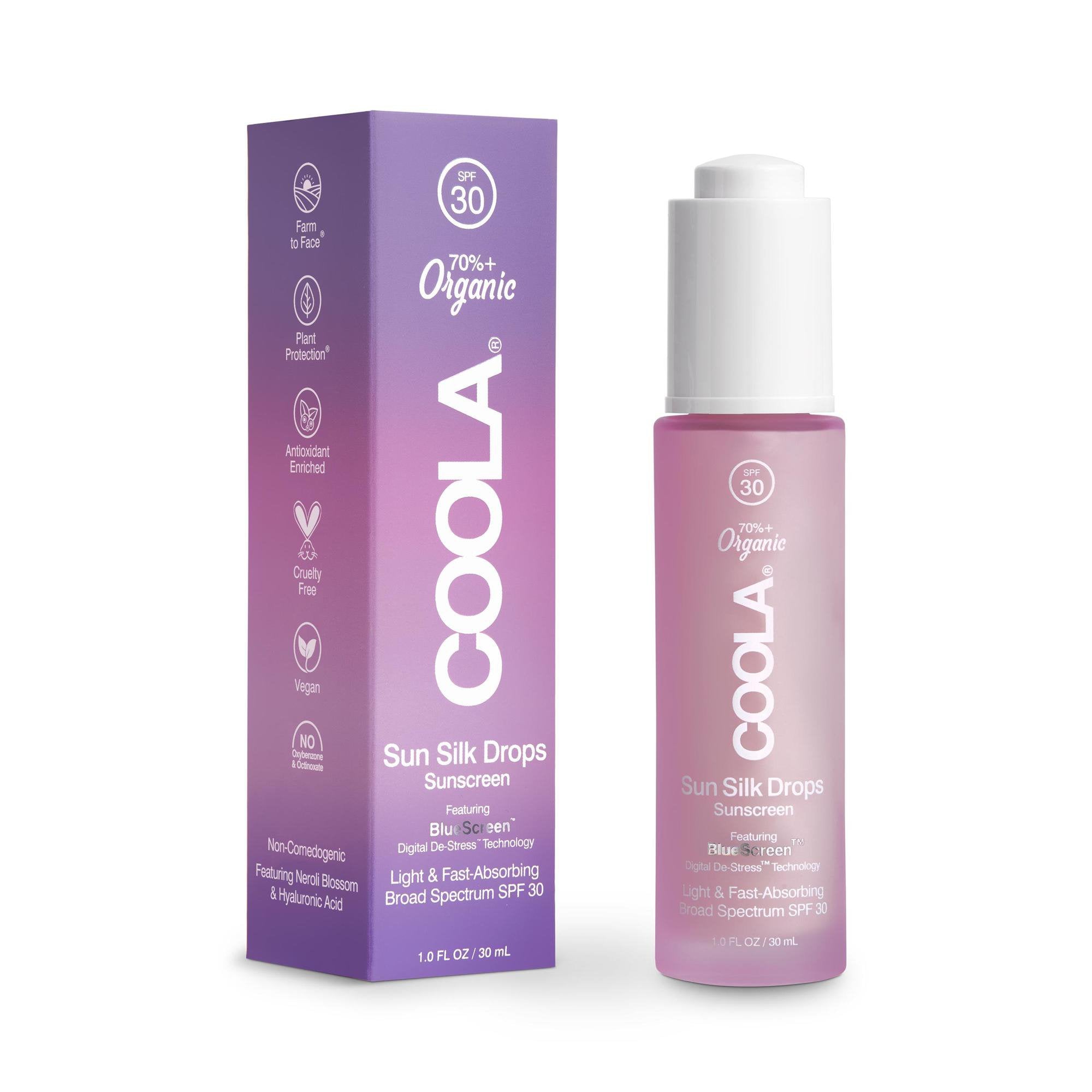 Sunscreen COOLA Silk Drops SPF 30 Liquid 1 oz. Bottle, Packaging Type- Case