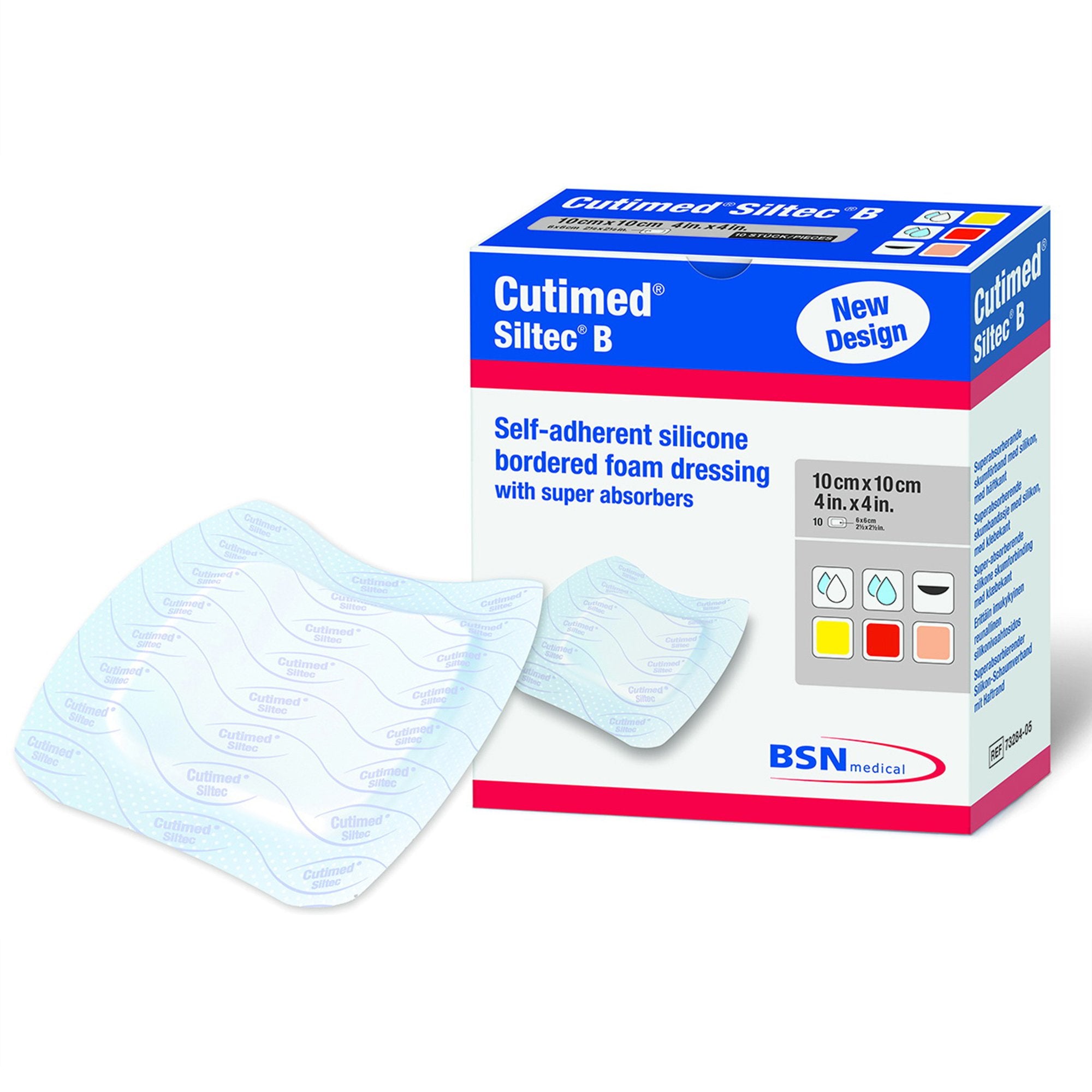 Foam Dressing Cutimed Siltec B 6 X 6 Inch With Border Film Backing Silicone Face and Border Square Sterile, Packaging Type- Box