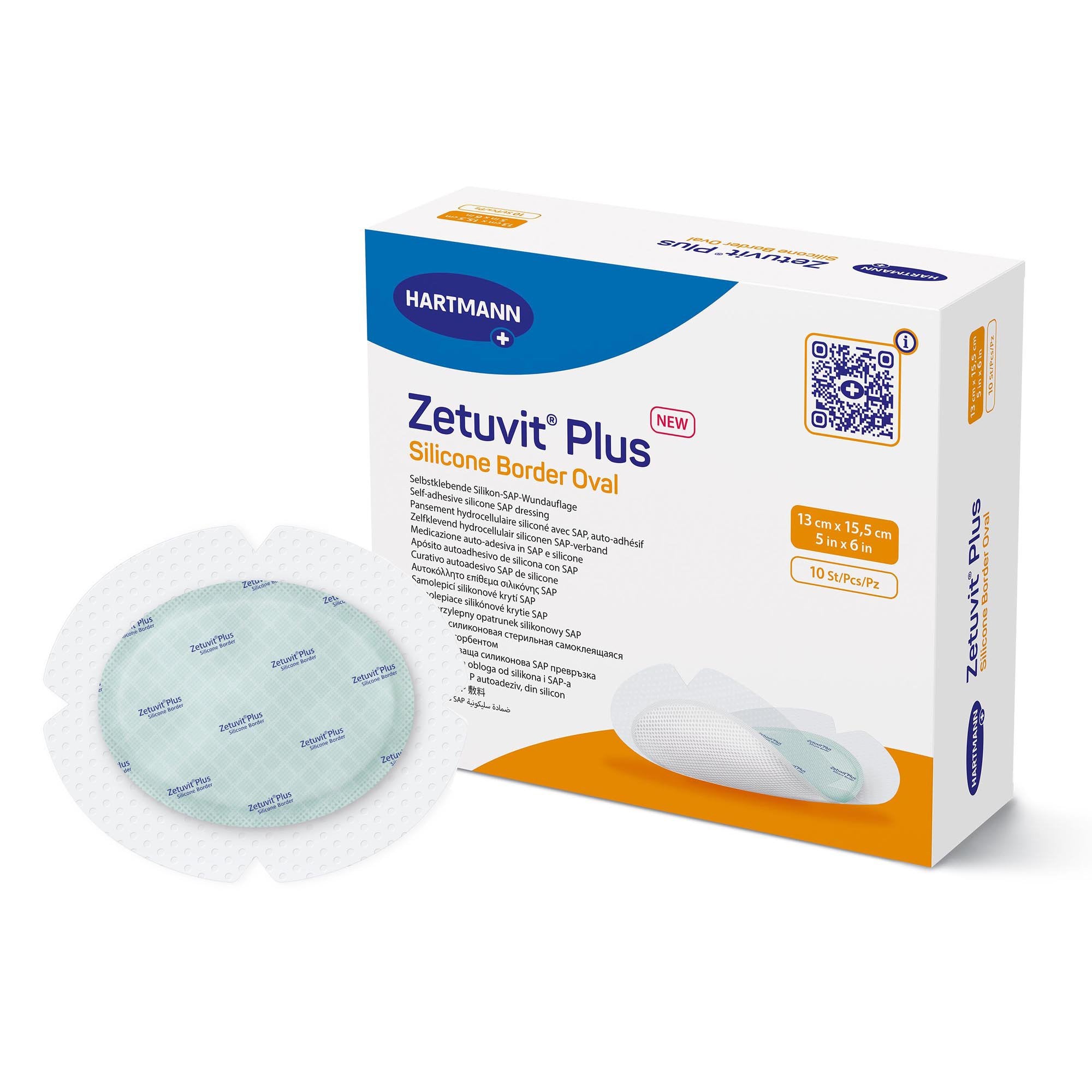 Super Absorbent Dressing Zetuvit® Plus Silicone Border Silicone Adhesive 5 X 6 Inch Oval