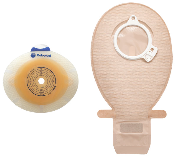 Ostomy Barrier SenSura Click Precut, Extra Extended Wear Double Layer Adhesive 40 mm Flange Green Code System 7/8 Inch Opening