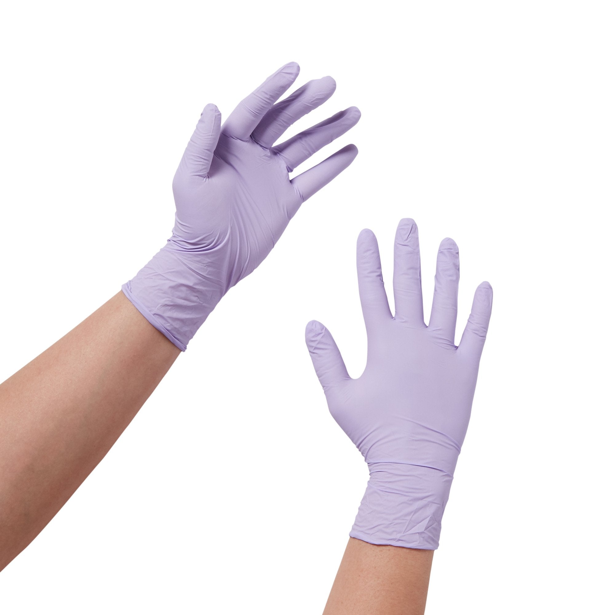 Exam Glove Halyard Lavender X-Small NonSterile Nitrile Standard Cuff Length Textured Fingertips Lavender Not Rated, Packaging Type- Box