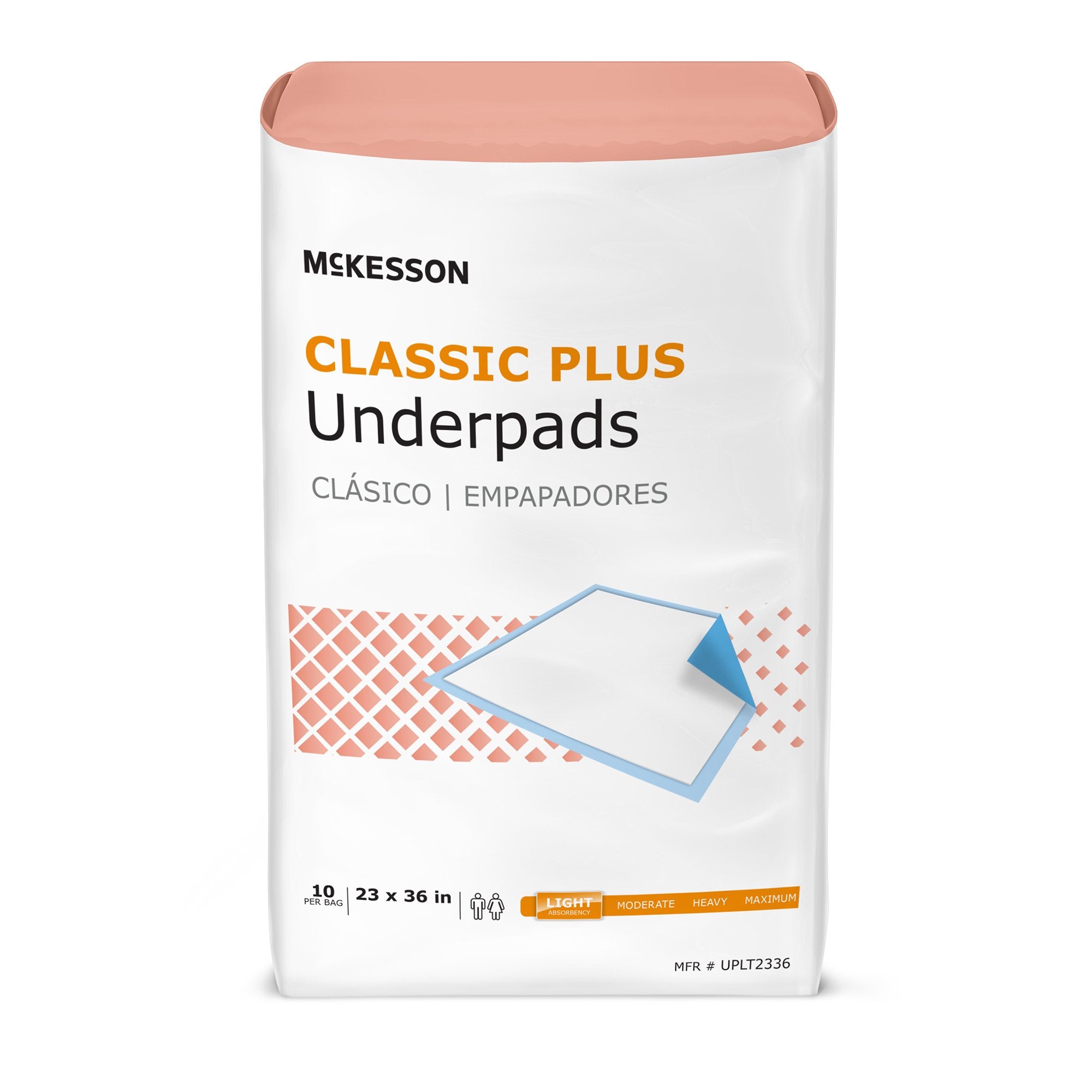 Disposable Underpad McKesson Classic Plus 23 X 36 Inch Fluff Mat Light Absorbency, Packaging Type- Case