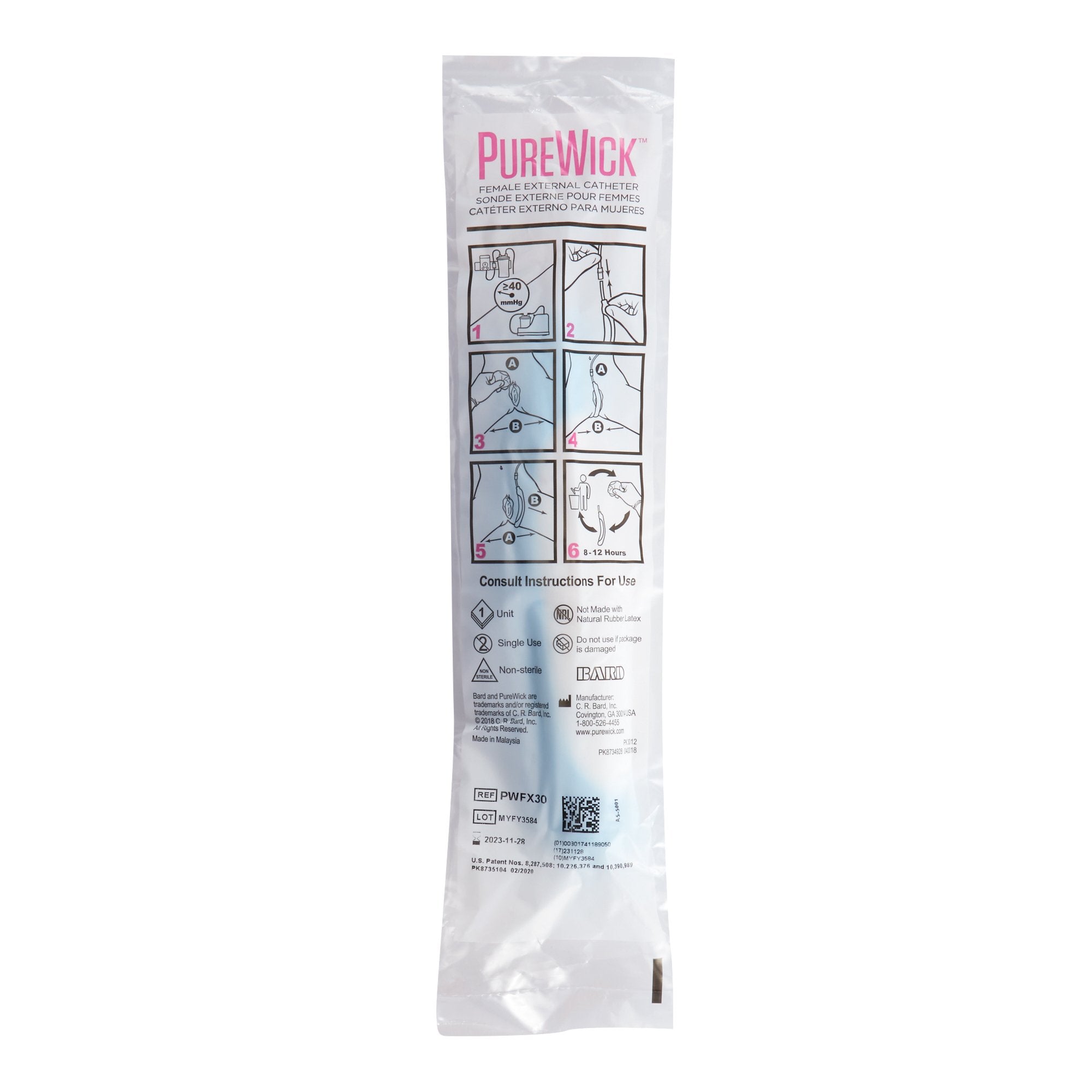 Female External Catheter PureWick 10 L X1.5 W Inch, Packaging Type- Case