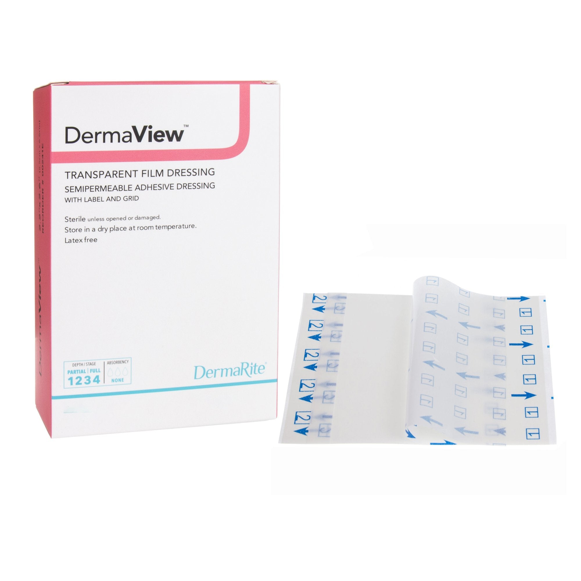 Transparent Film Dressing DermaView 4 X 5 Inch 2 Tab Delivery Rectangle Sterile, Packaging Type- Box