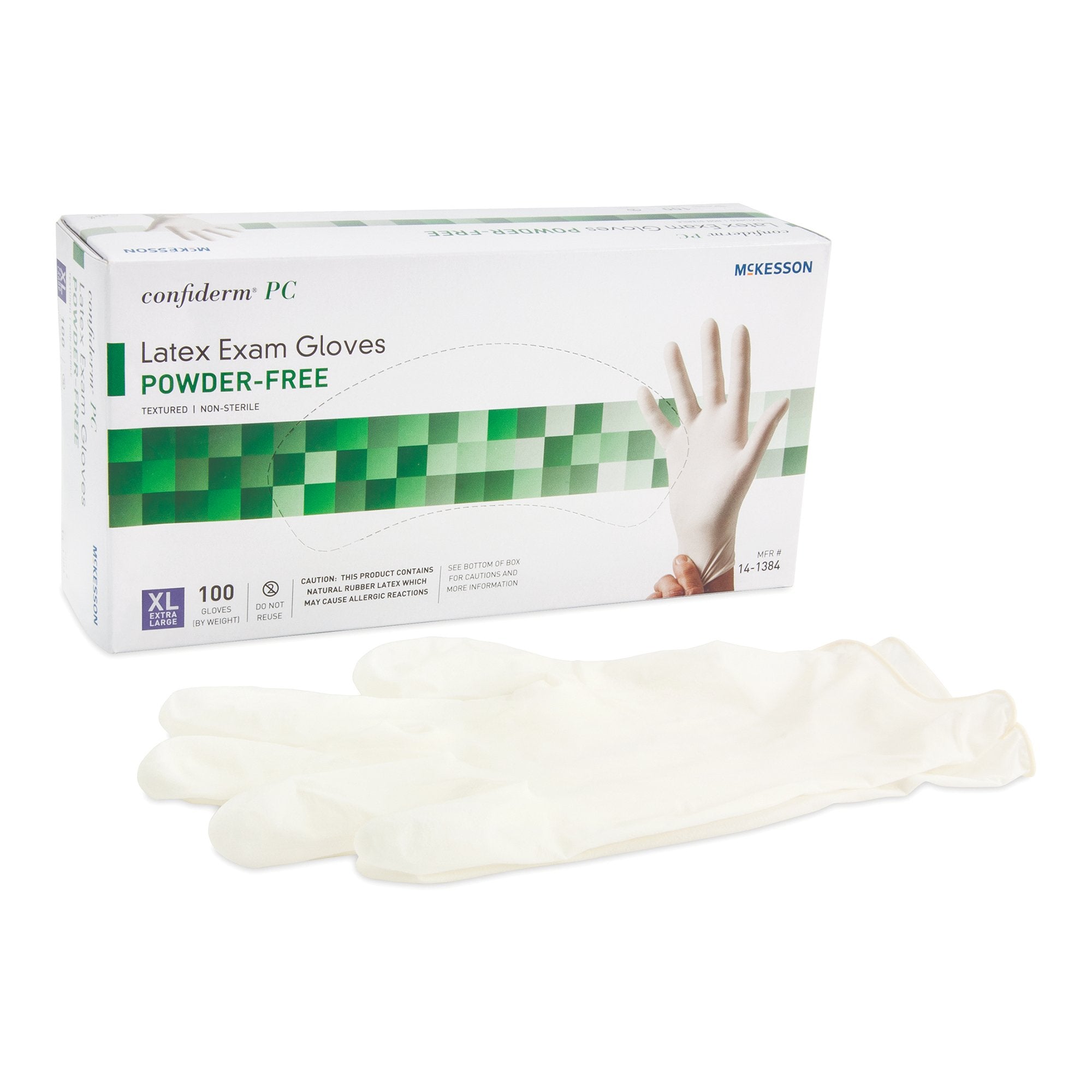 Exam Glove McKesson Confiderm® X-Large NonSterile Latex Standard Cuff Length Fully Textured Ivory Not Rated