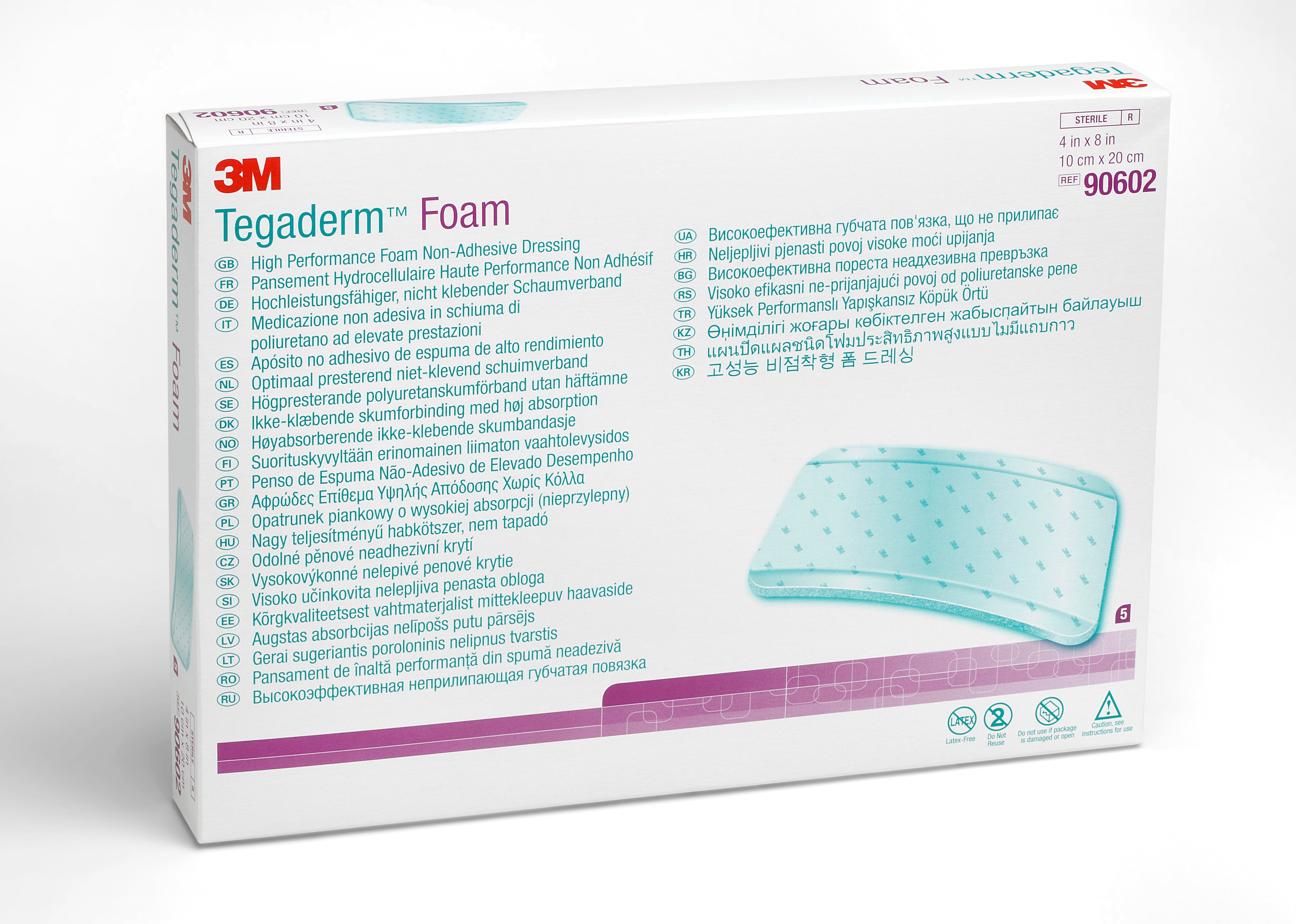 Foam Dressing 3M Tegaderm High Performance 4 X 8 Inch Without Border Film Backing Nonadhesive Rectangle Sterile, Packaging Type- Box