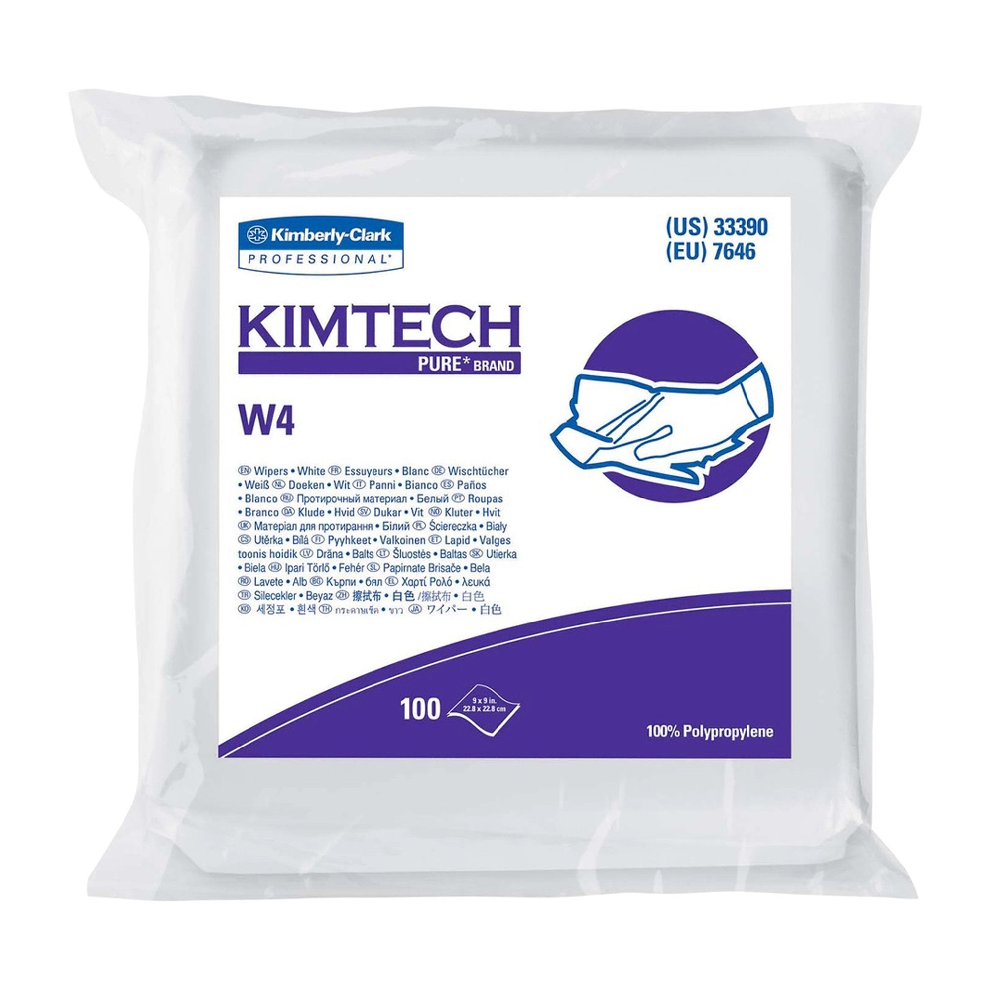 Cleanroom Wipe KIMTECH PURE W4 ISO Class 4 White NonSterile Polypropylene 9 X 9 Inch Disposable, Packaging Type- Case