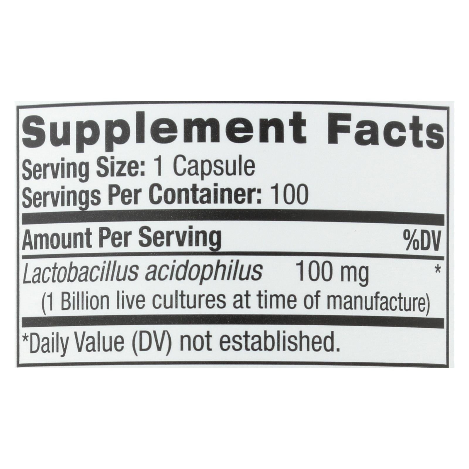 natrol acidophilus probiotic 100 mg 100 capsules