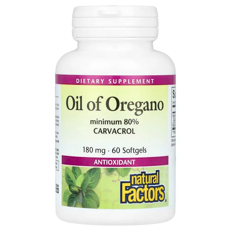 Natural Factors Oil of Oregano, 180 Mg, 60 Softgels