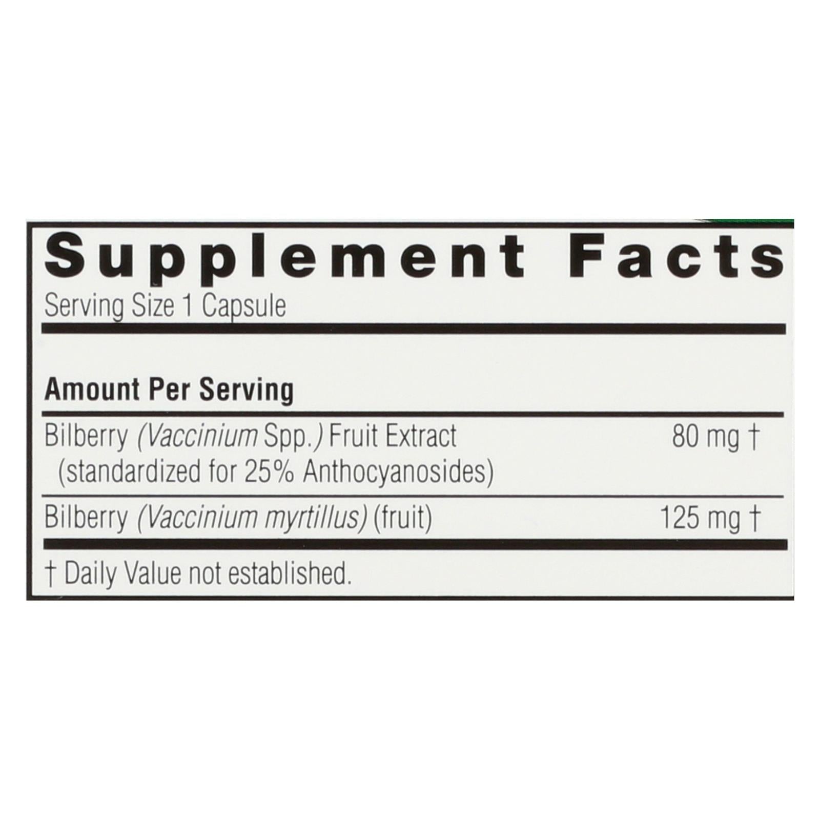 natures answer bilberry extract 90 vegetarian capsules