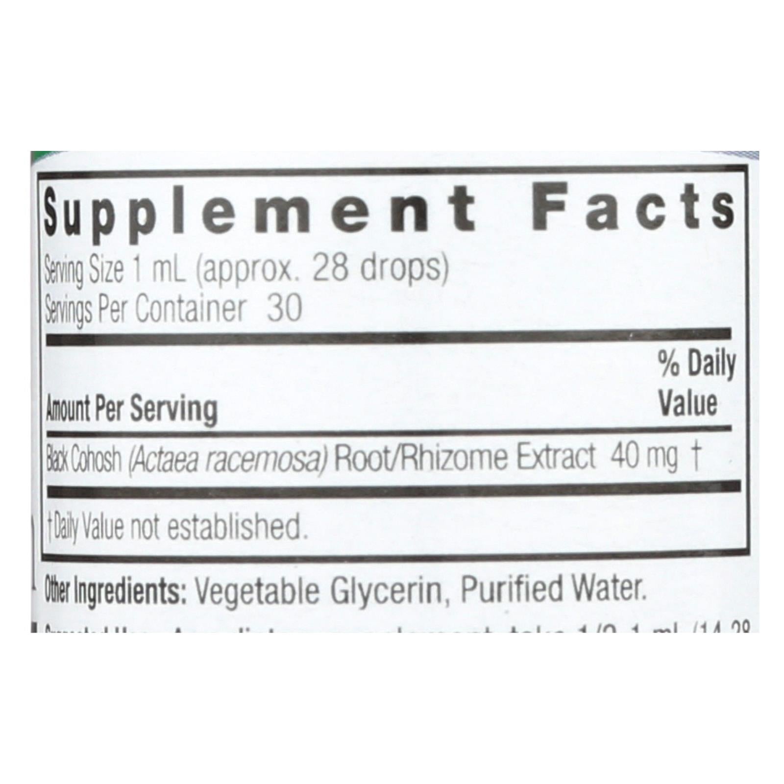 natures answer black cohosh root alcohol free 1 fl oz