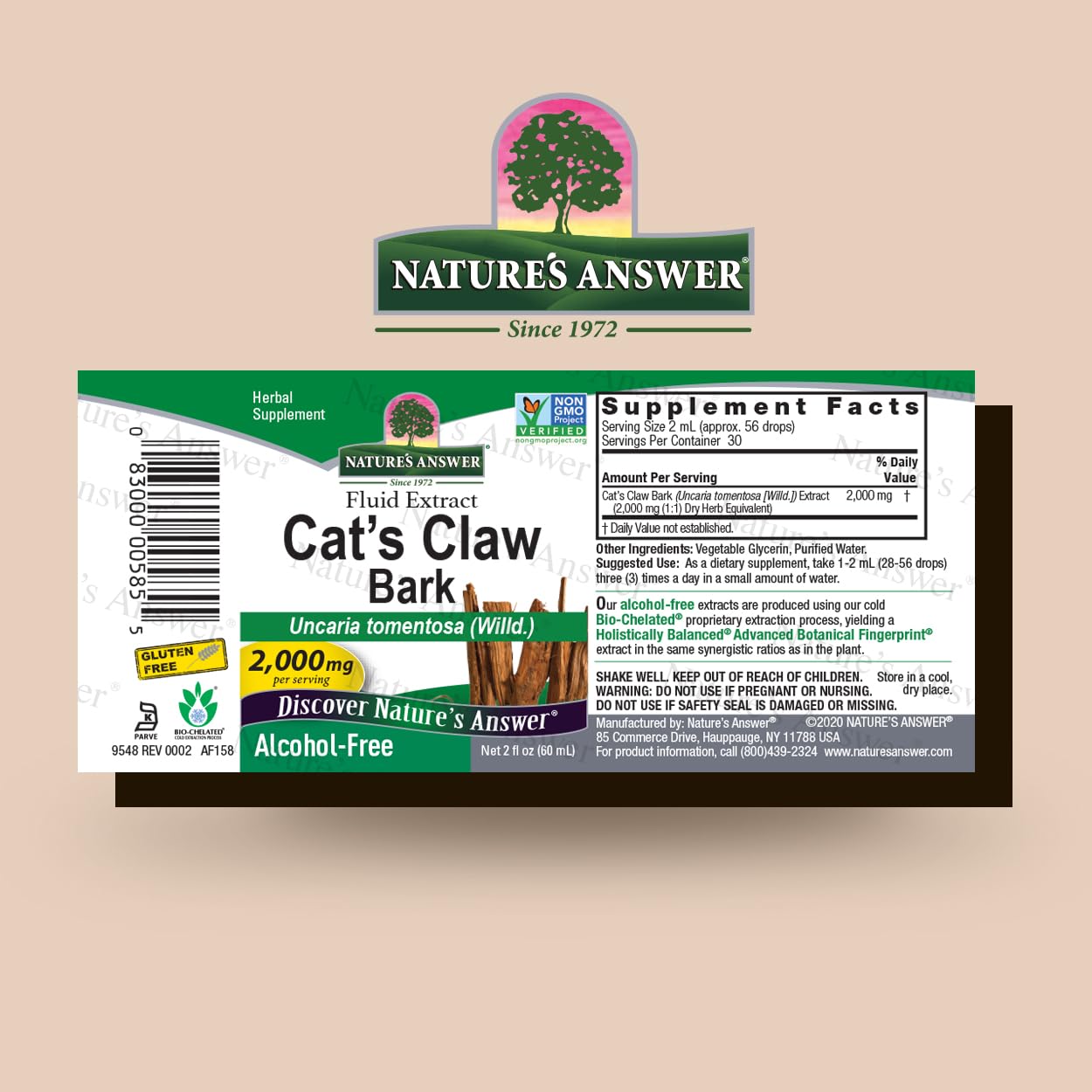natures answer cats claw inner bark alcohol free 2 fl oz