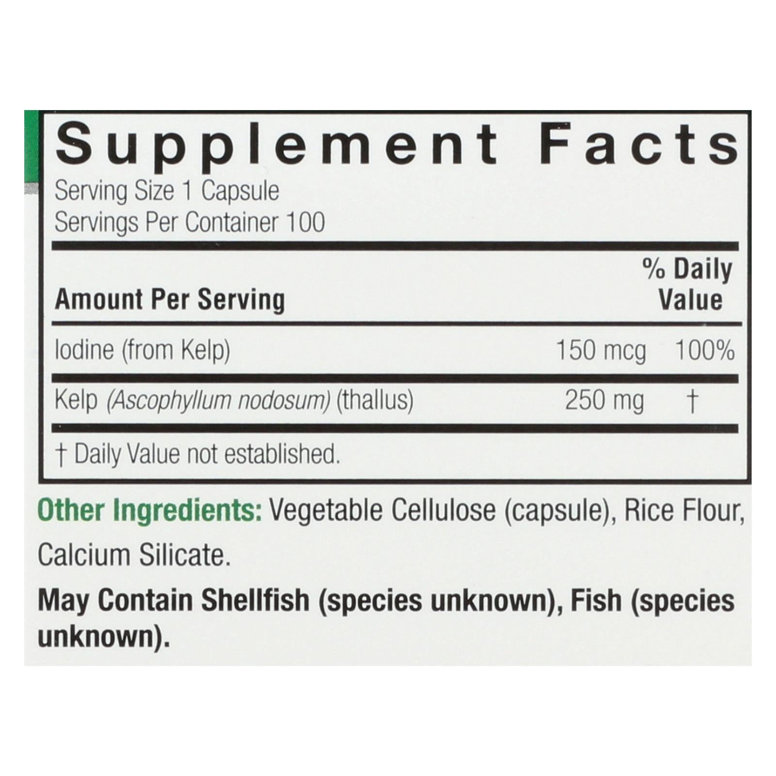 natures answer kelp thallus 100 capsules