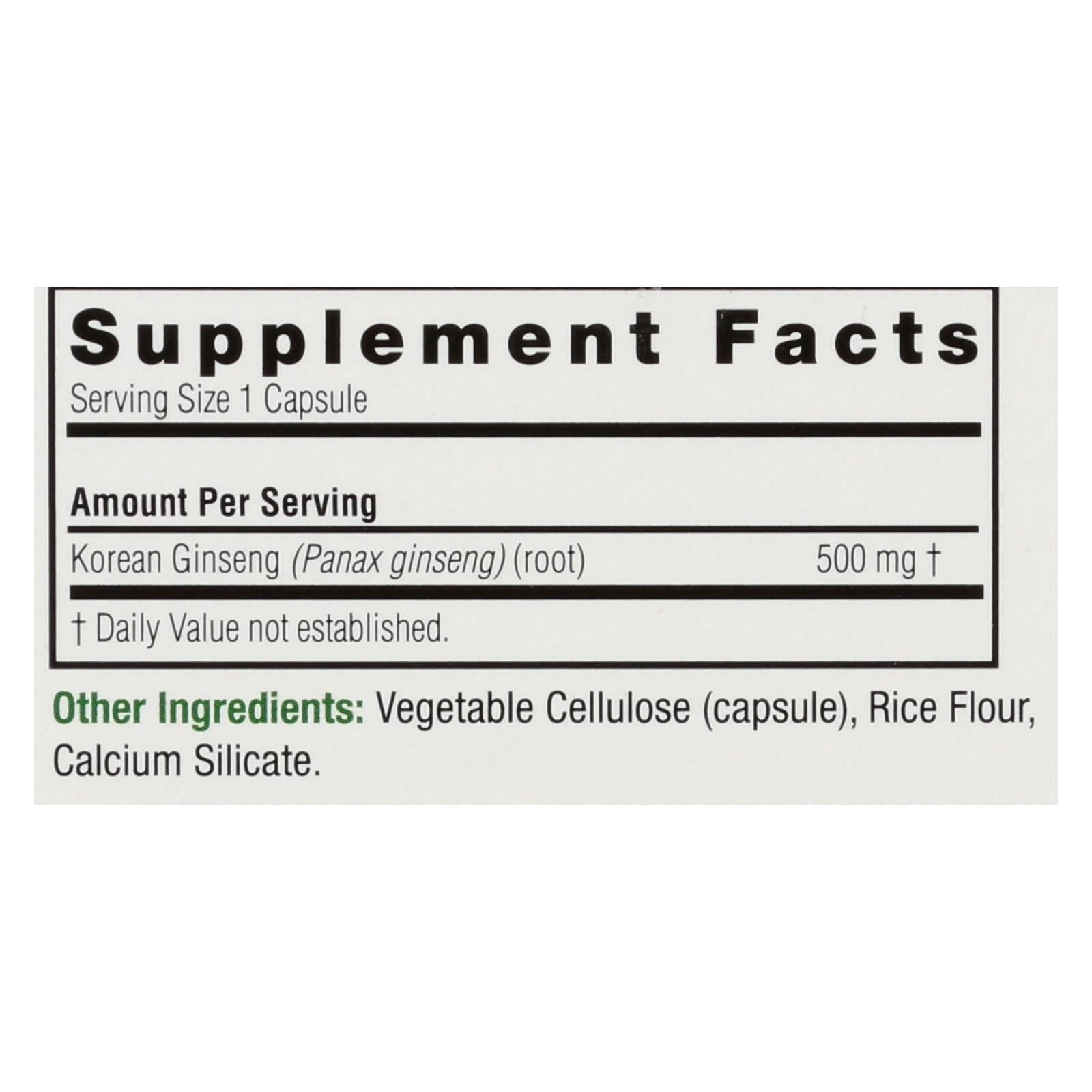 natures answer korean ginseng root 50 vegetarian capsules