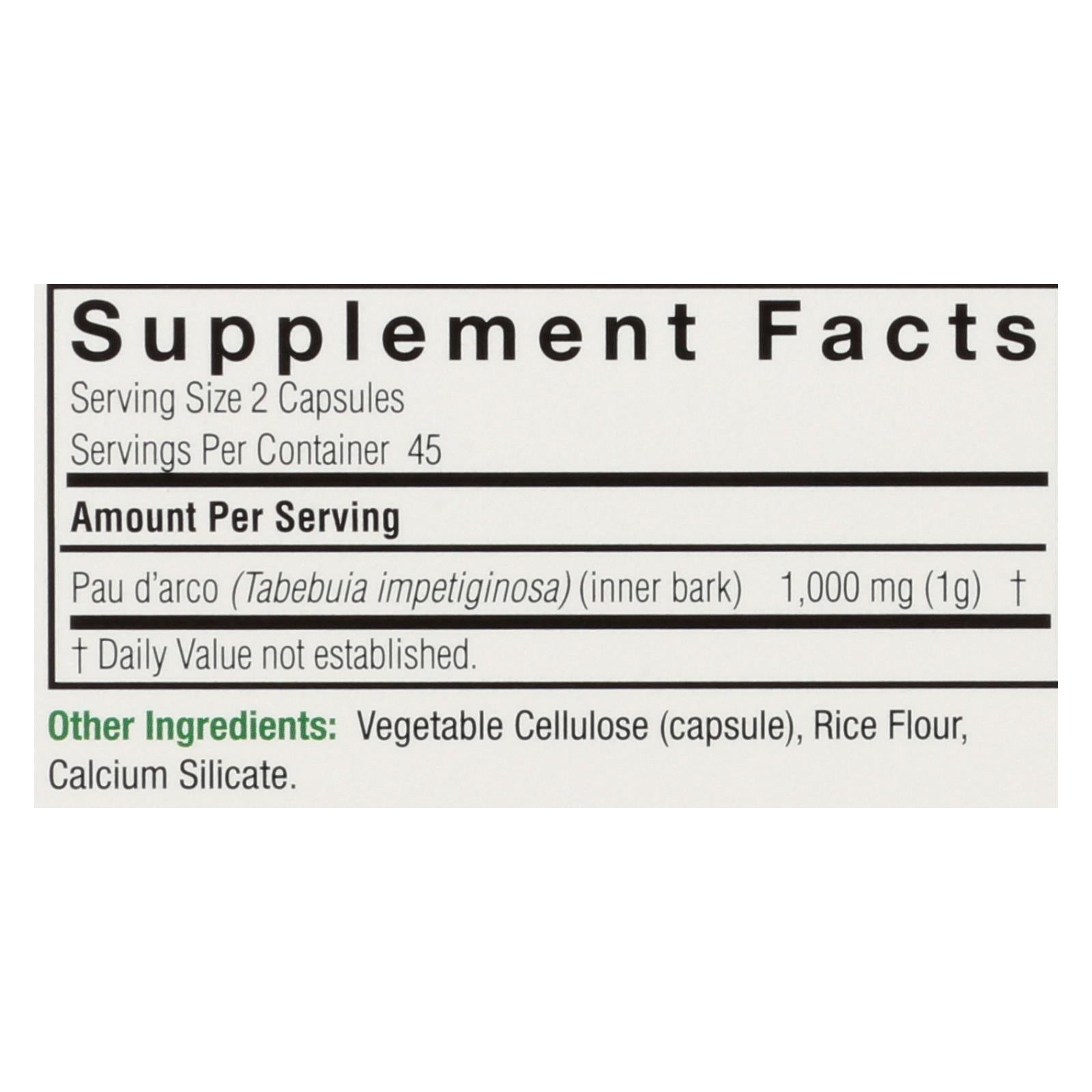 natures answer pau darco inner bark 90 capsules