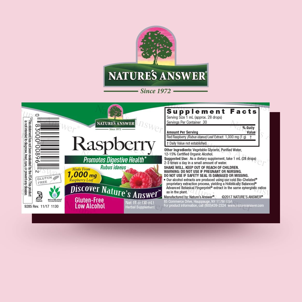 natures answer raspberry leaf alcohol free 1 fl oz