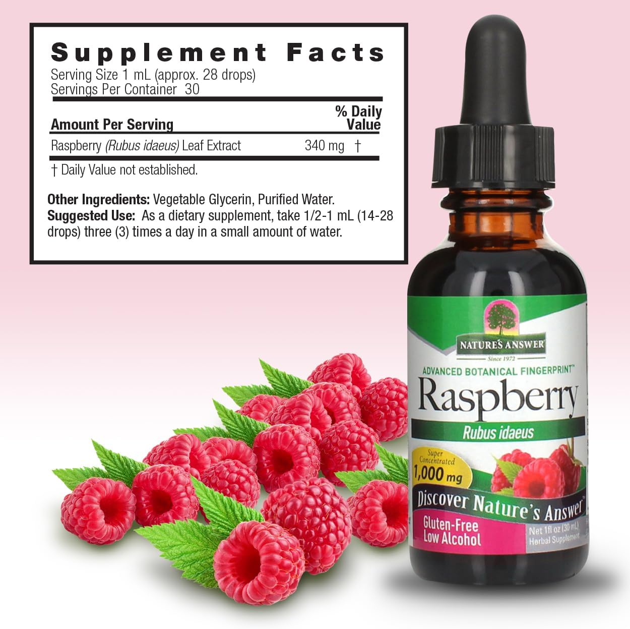 natures answer raspberry leaf alcohol free 1 fl oz