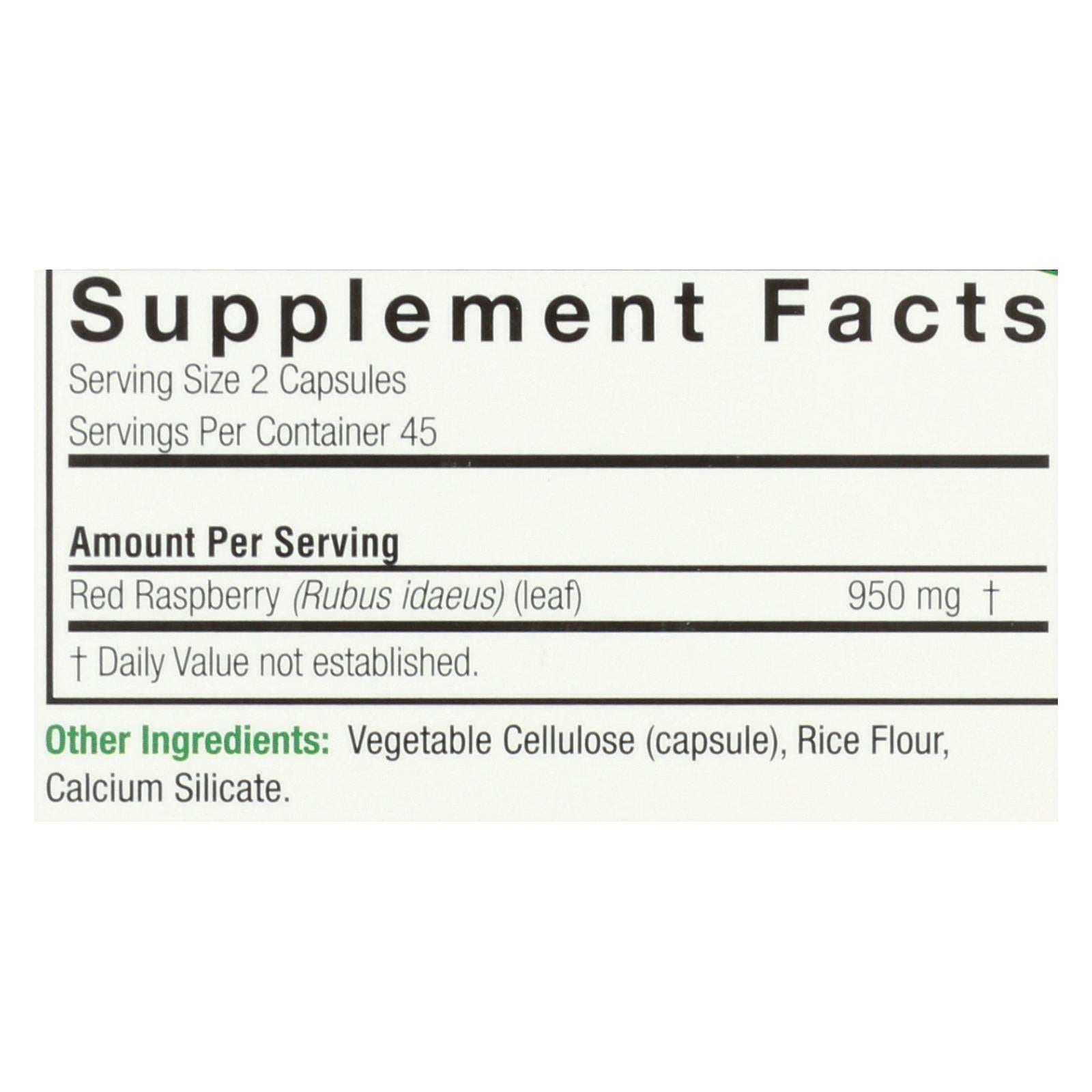 natures answer red raspberry leaf 90 capsules