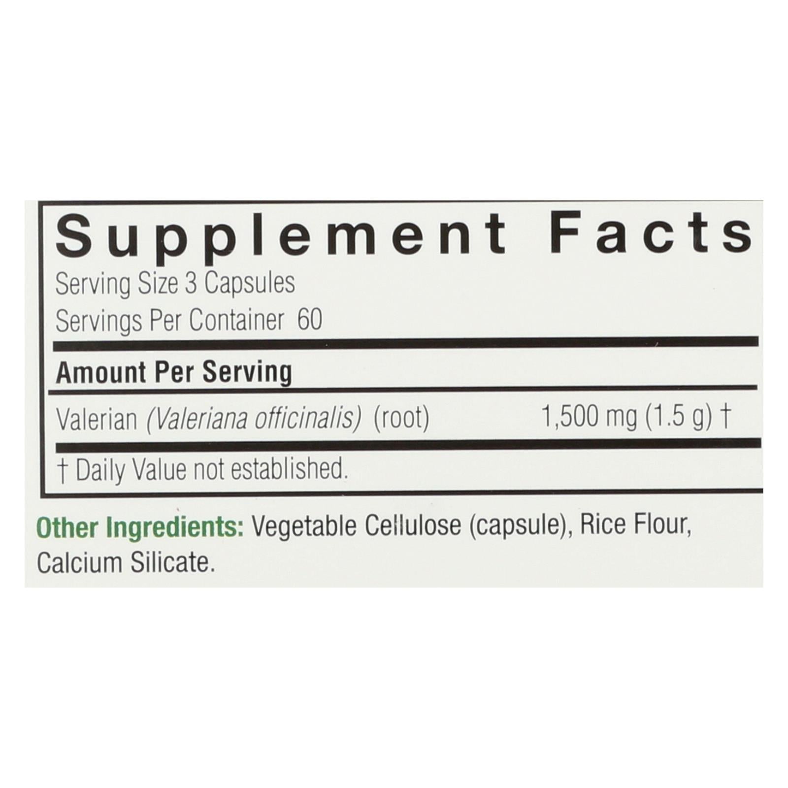 natures answer valerian root 180 vegetarian capsules