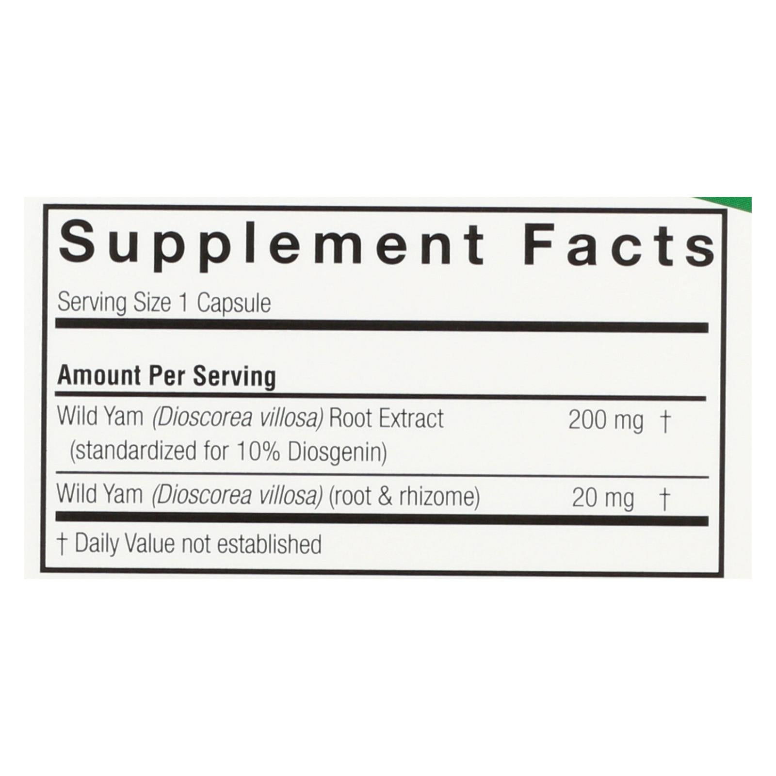 natures answer wild yam root extract 60 vegetarian capsules