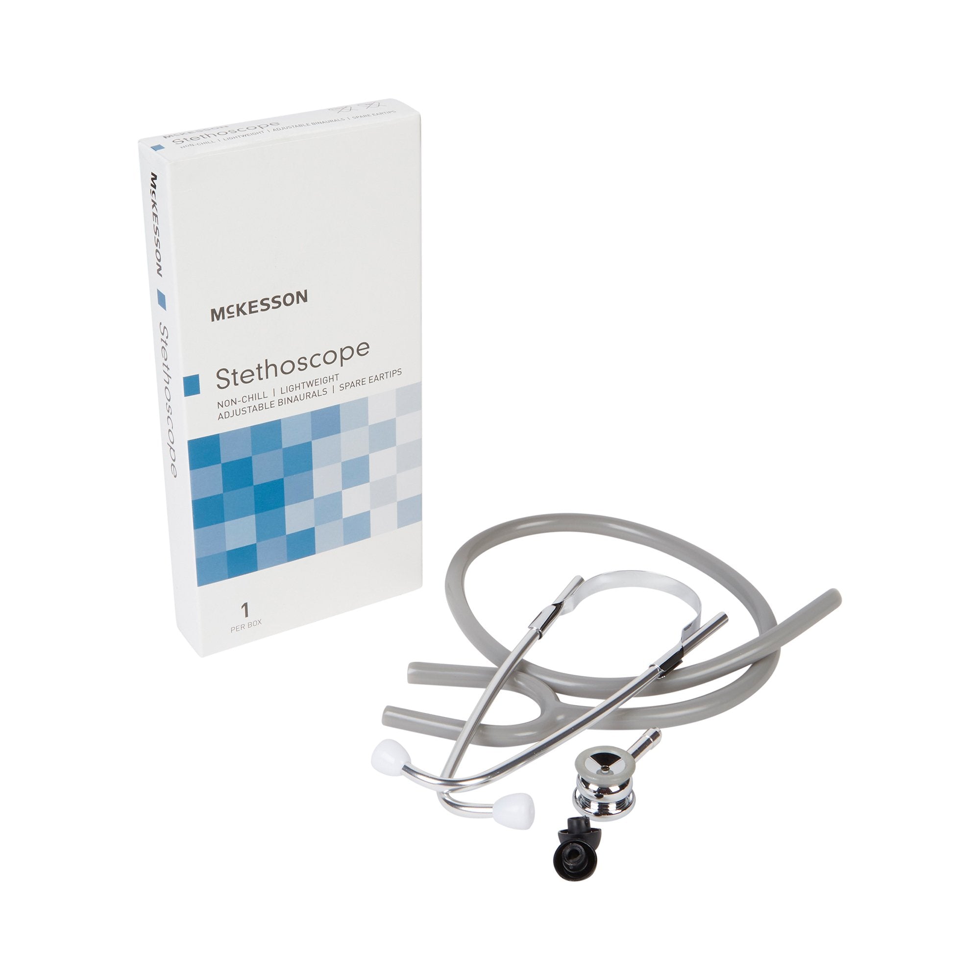 General Exam Stethoscope McKesson Gray 1-Tube 21 Inch Tube Double Sided Chestpiece, Packaging Type- Each