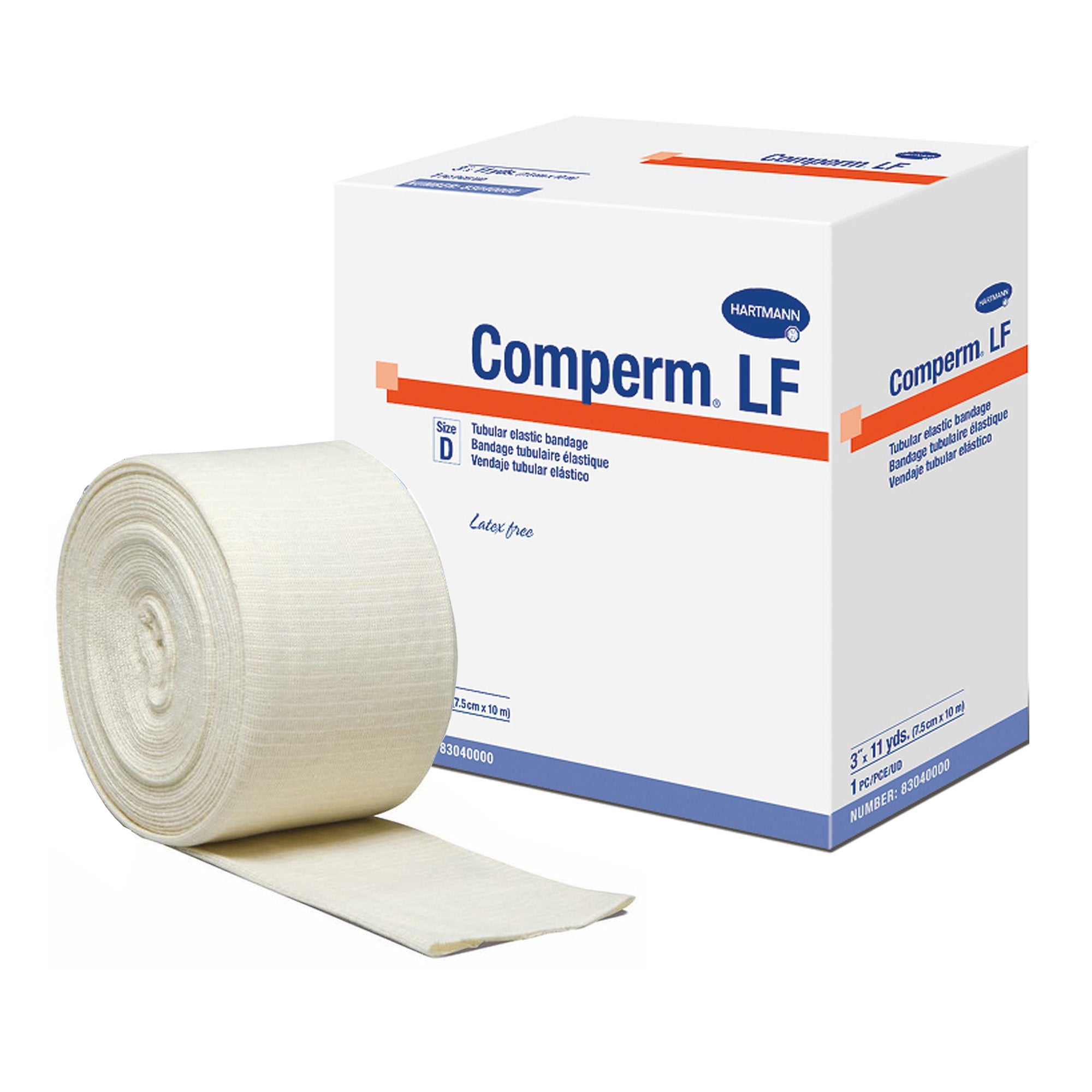 Elastic Tubular Support Bandage Comperm LF 3 Inch X 11 Yard Pull On Natural NonSterile Size D Standard Compression, Packaging Type- Box