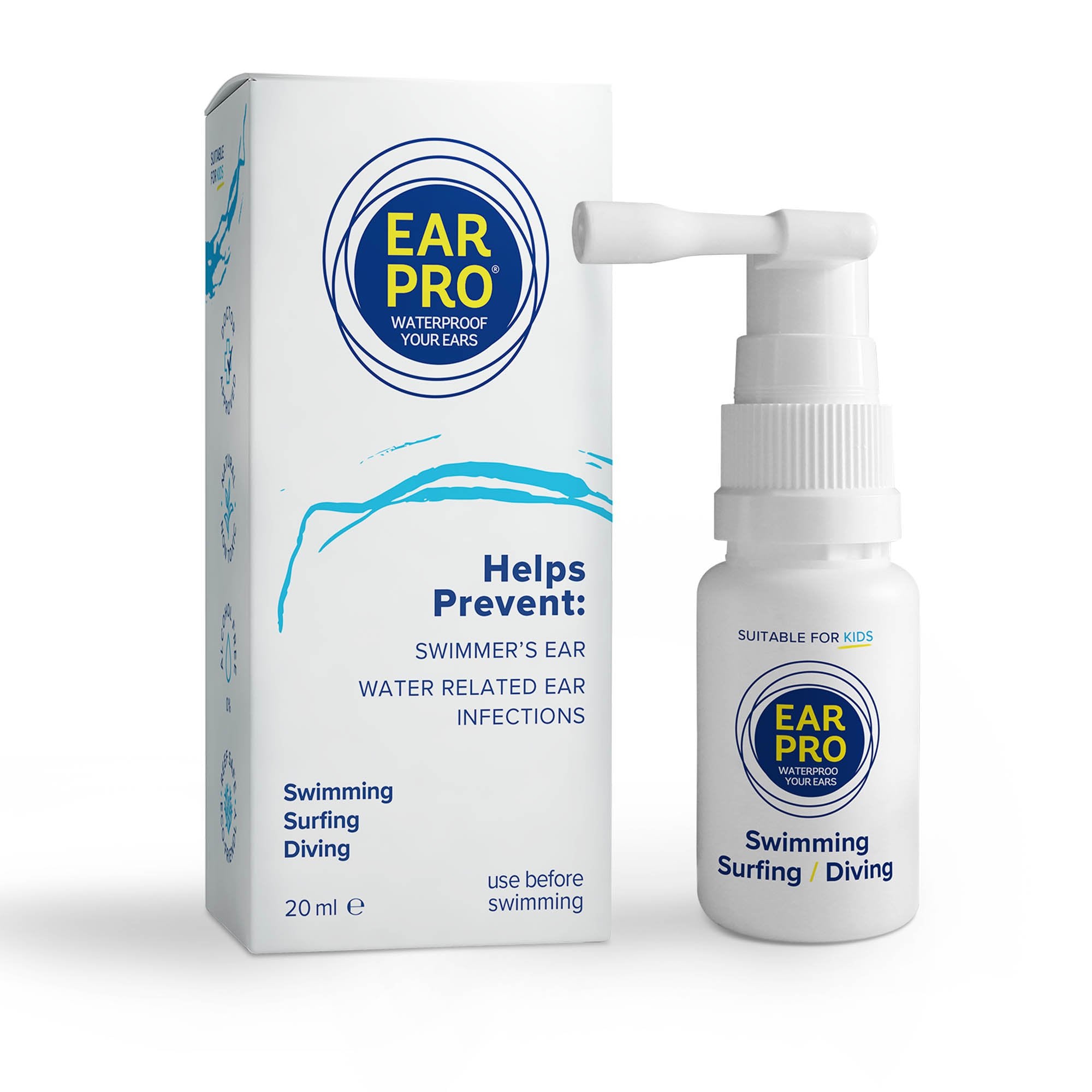 Ear Waterproof Spray Ear Pro® 20 mL Liquid Medical Grade Mineral Oil / High Grade Organic Oregano Oil