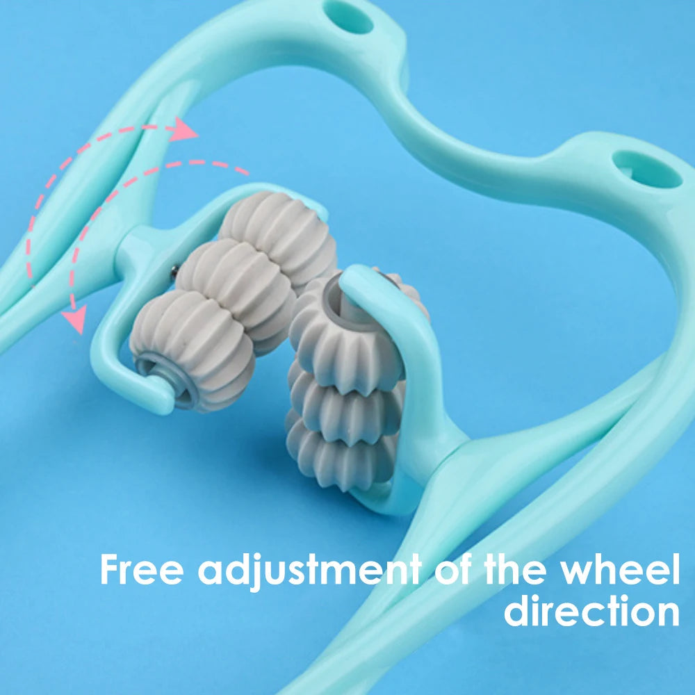 Neck Massager Therapy Neck and Shoulder Dual Trigger Point Roller Self Massage Tool Relieve Hand Pressure Deep Pressure Massage