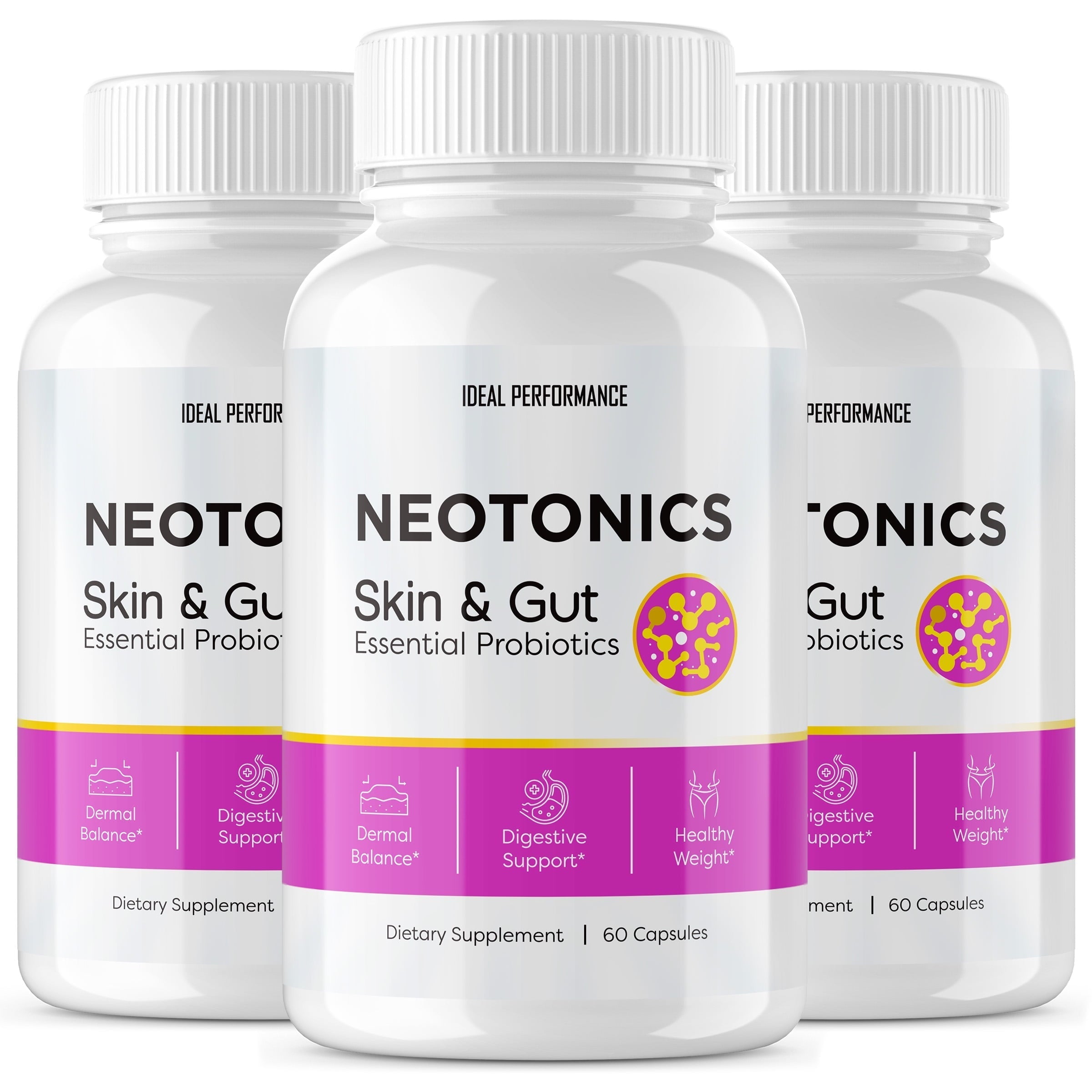Neotonics Skin & Gut   Official   Neotonics Advanced Formula Skincare Supplement Reviews Neo Tonics Capsules Skin and Gut Health, 3 Pack