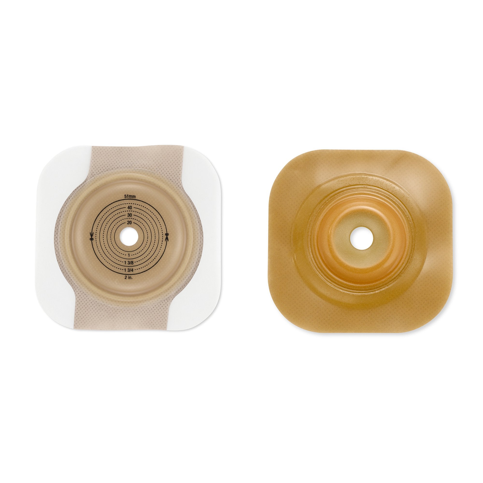 Ostomy Barrier New Image Precut, Standard Wear Adhesive Tape Borders 44 mm Flange Green Code System Flexwear 7/8 Inch Opening