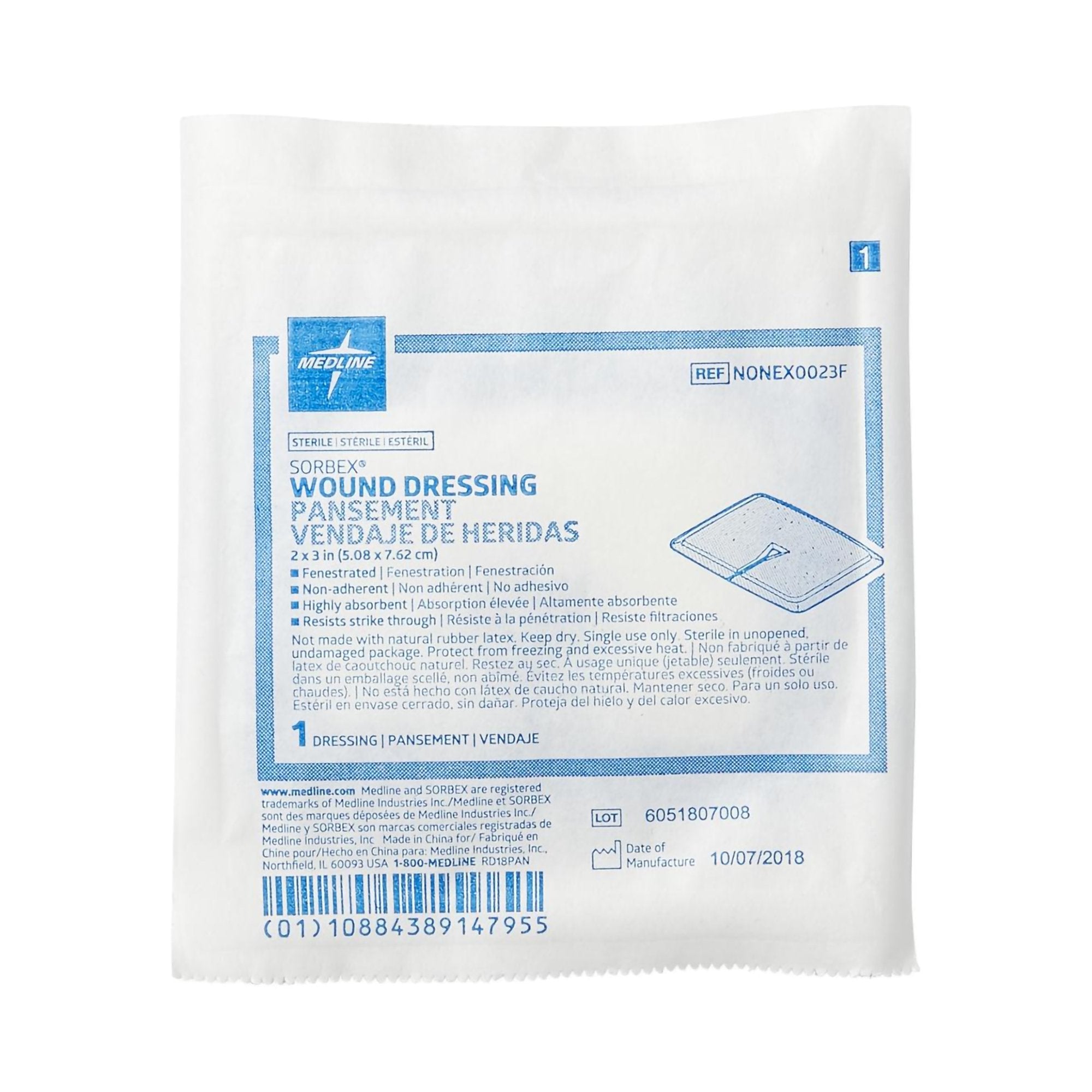 Super Absorbent Dressing Sorbex 2 X 3 Inch Fenestrated Rectangle, Packaging Type- Case