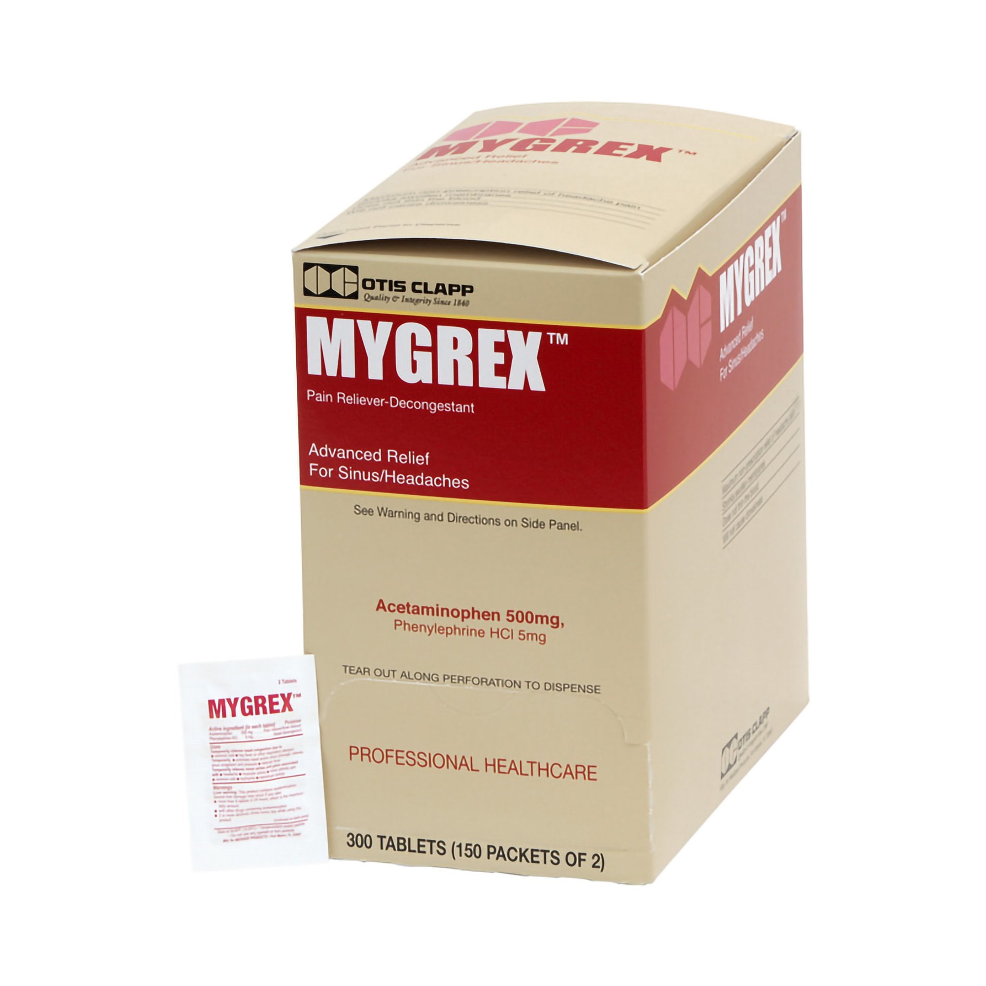 Cold and Sinus Relief Mygrex 500 mg - 5 mg Strength Tablet 300 per Box, Packaging Type- Box