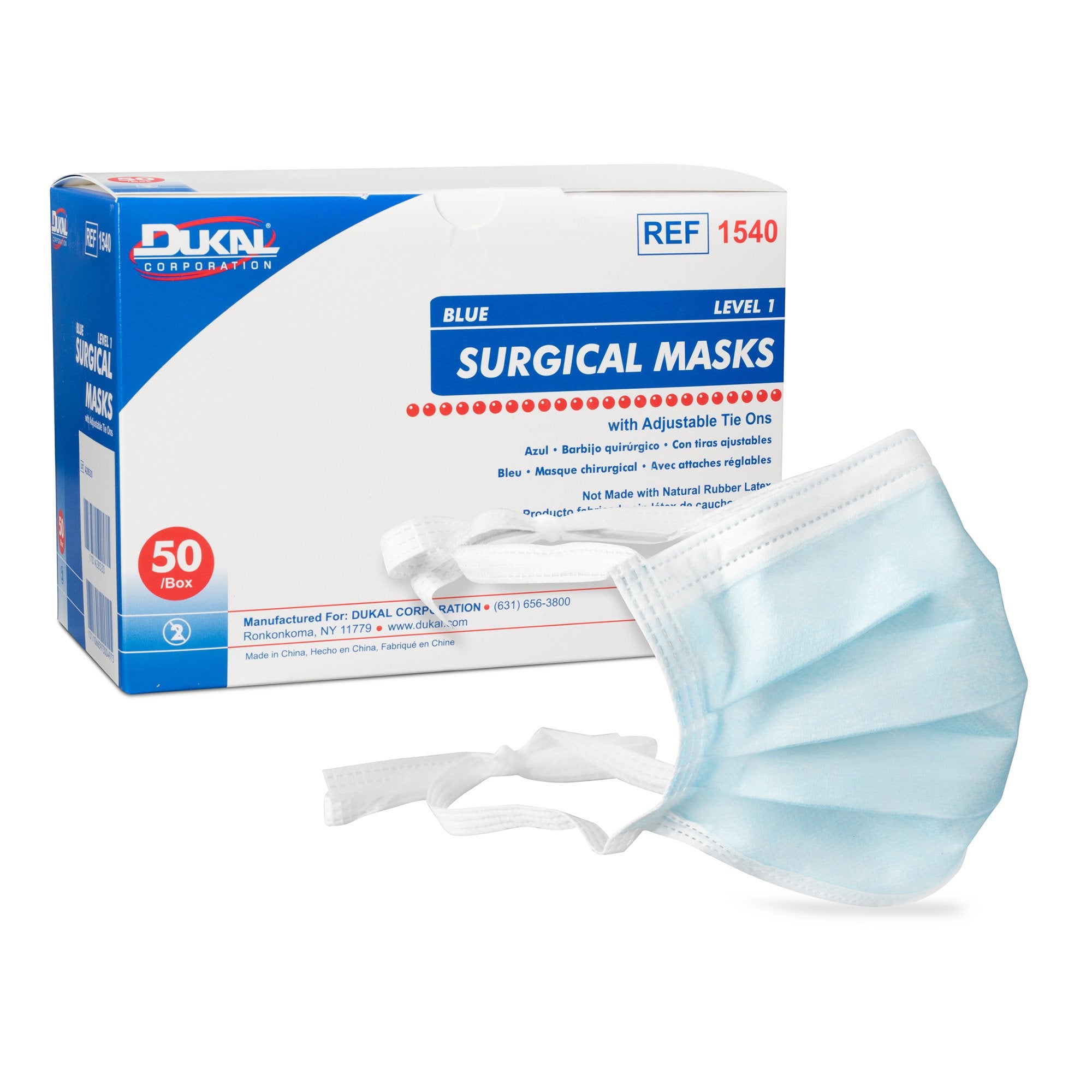 Surgical Mask Dukal® ASTM Level 1 Tie Closure One Size Fits Most