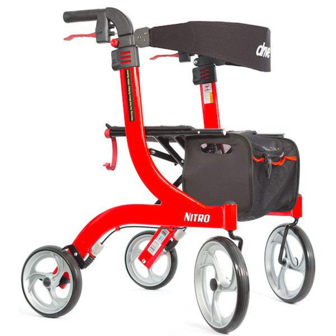 nitro aluminum rollator red tall height w 10 casters
